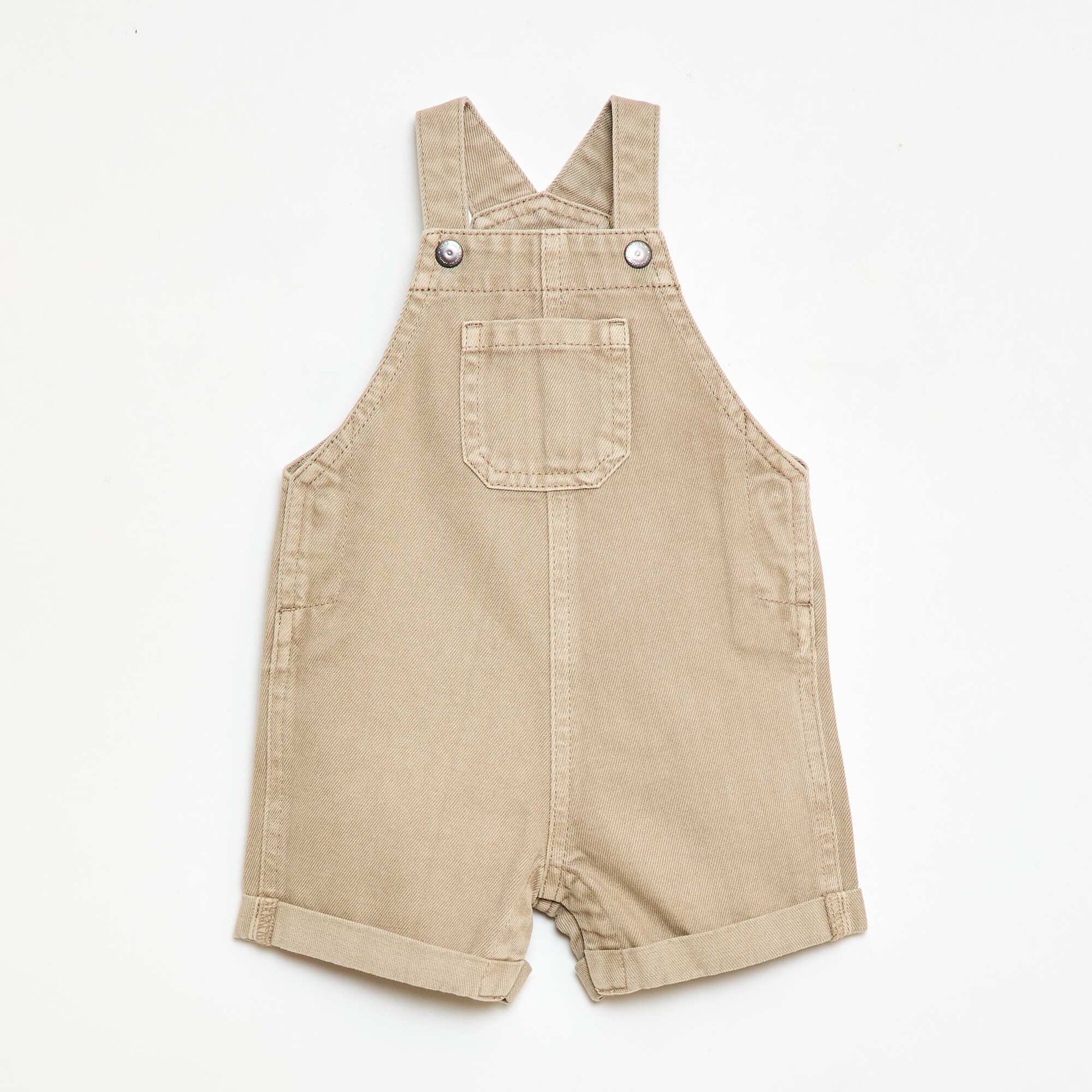 Salopette courte denim en coton unie BEIGE