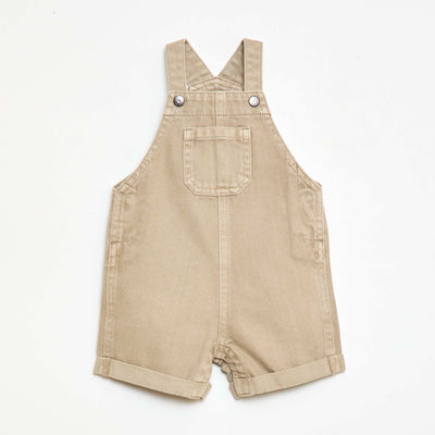 Salopette courte denim en coton unie BEIGE