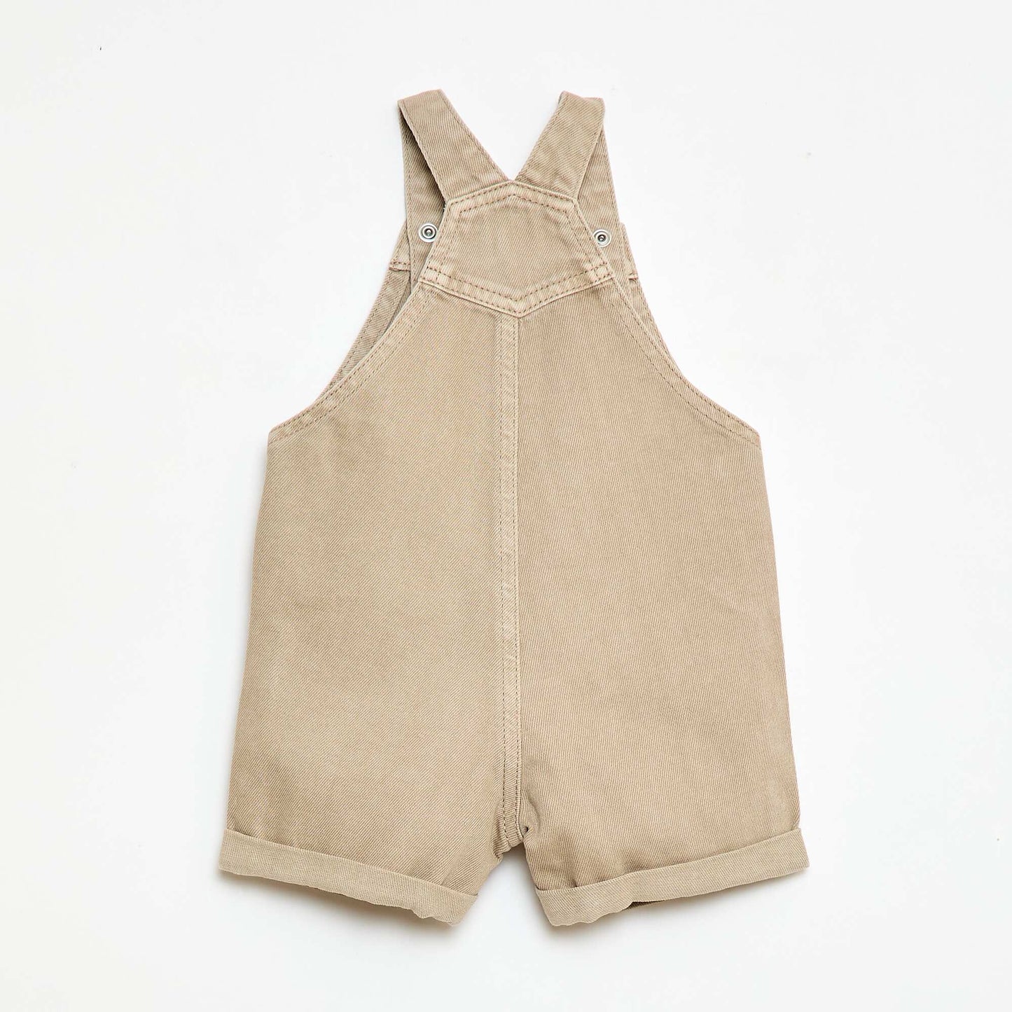Salopette courte denim en coton unie BEIGE