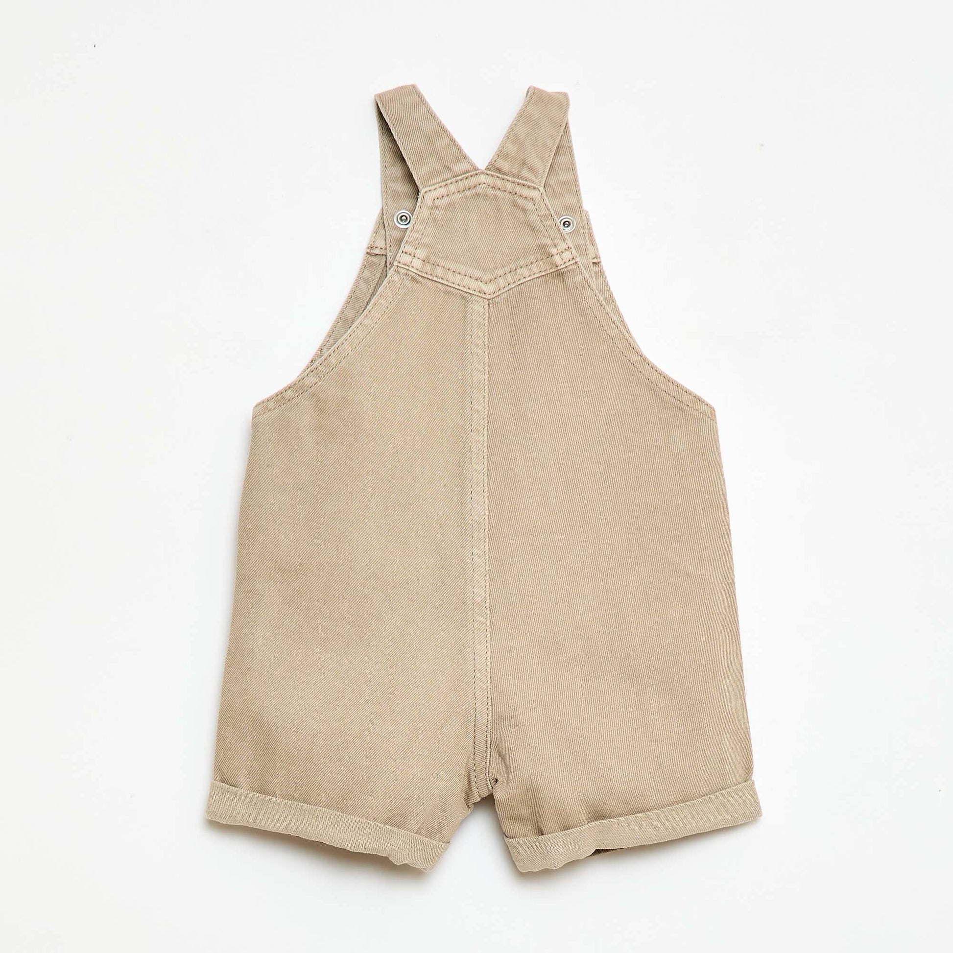 Salopette courte denim en coton unie BEIGE