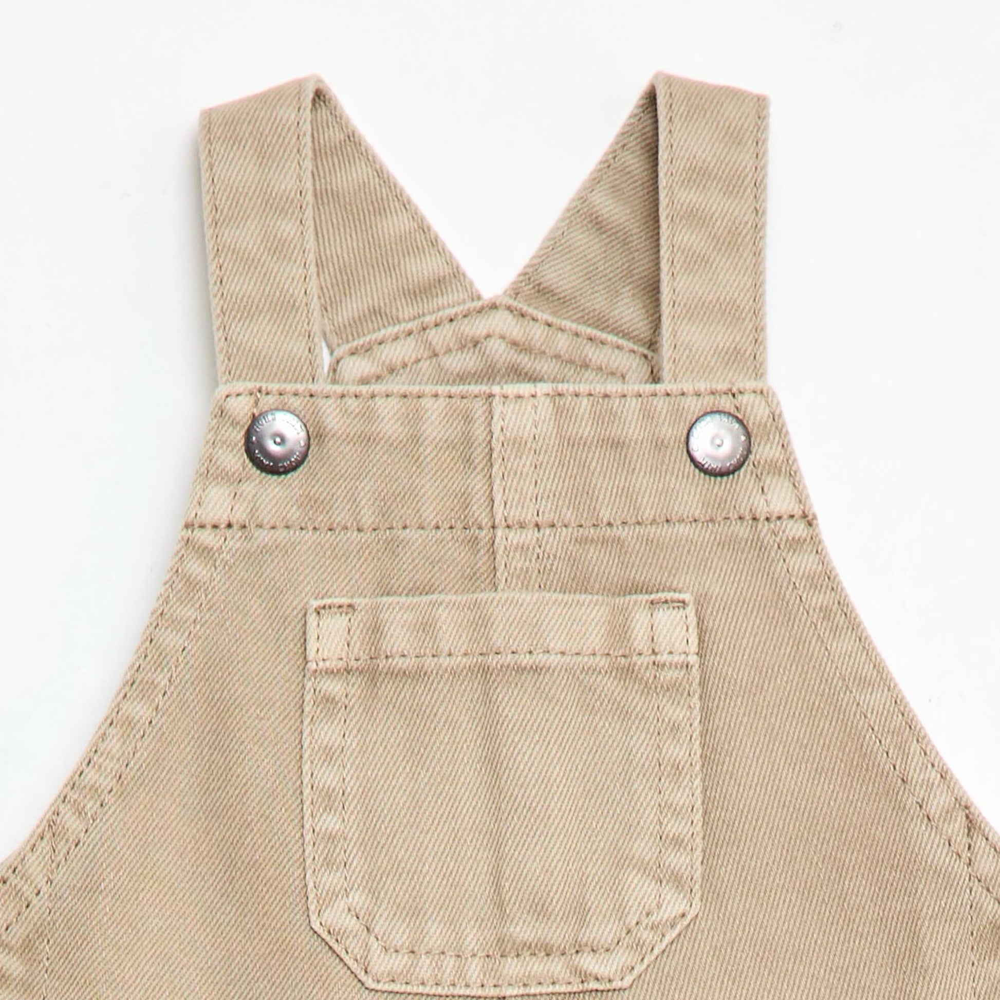 Salopette courte denim en coton unie BEIGE