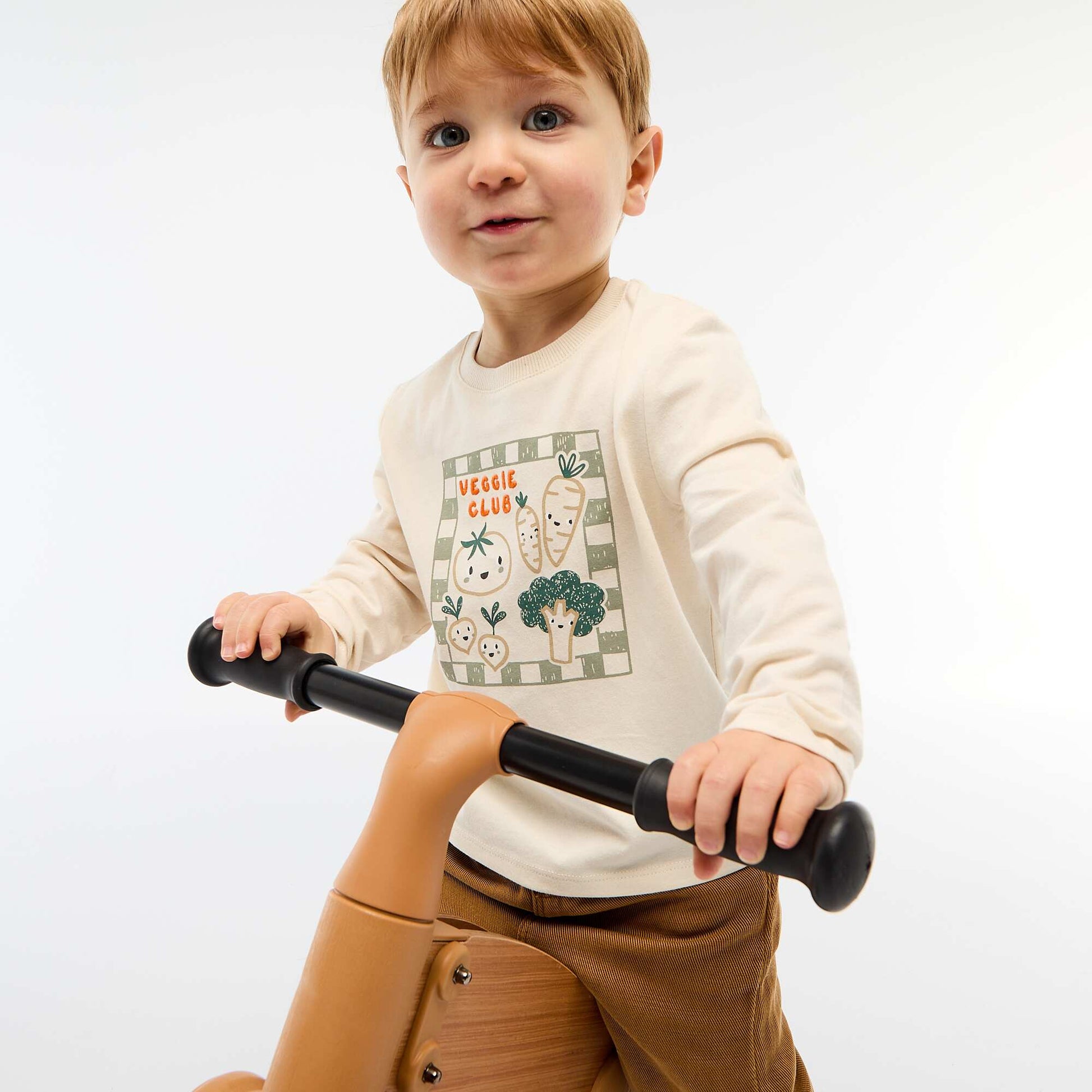 T-shirt manches longues avec imprimé et broderie BLANC