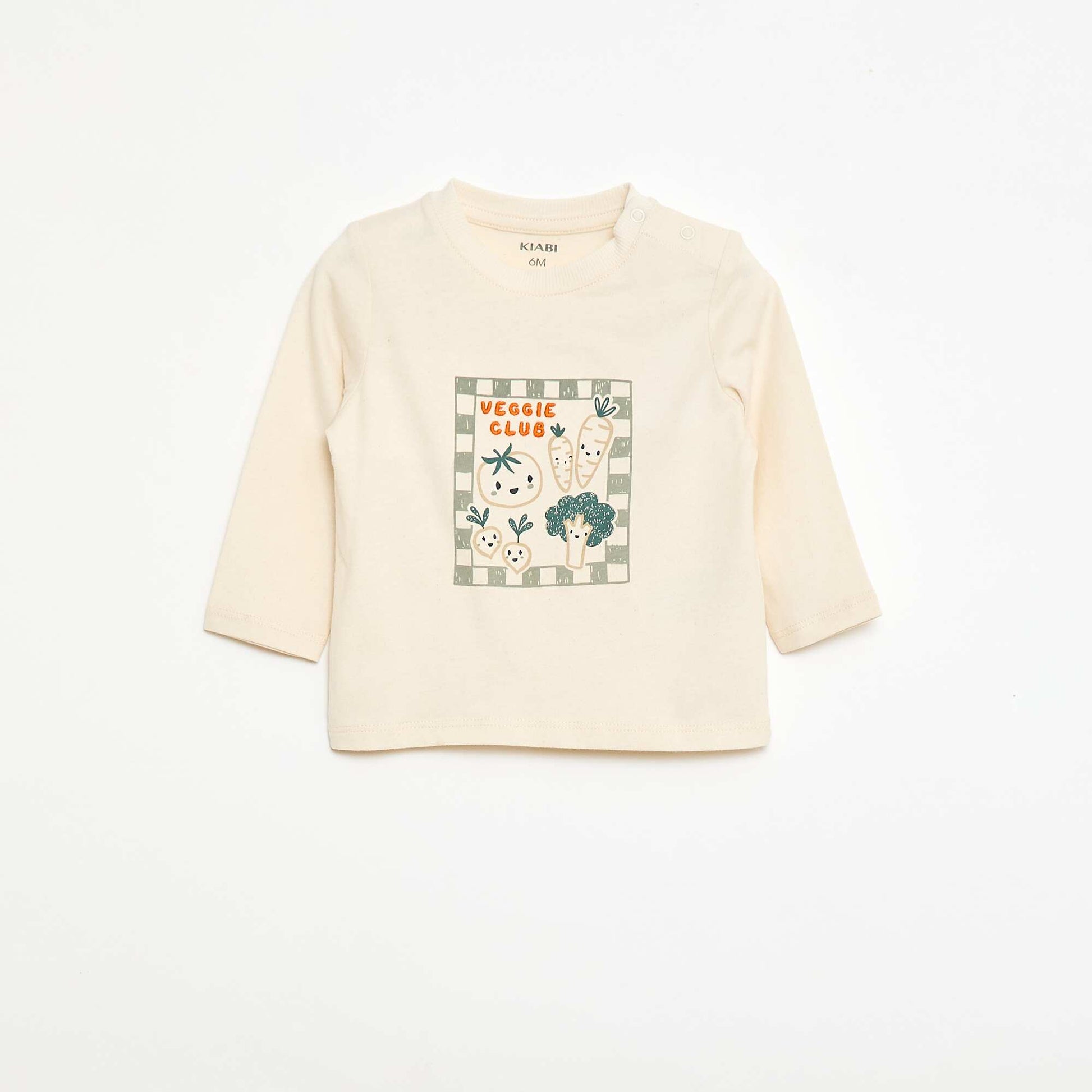 T-shirt manches longues avec imprimé et broderie BLANC