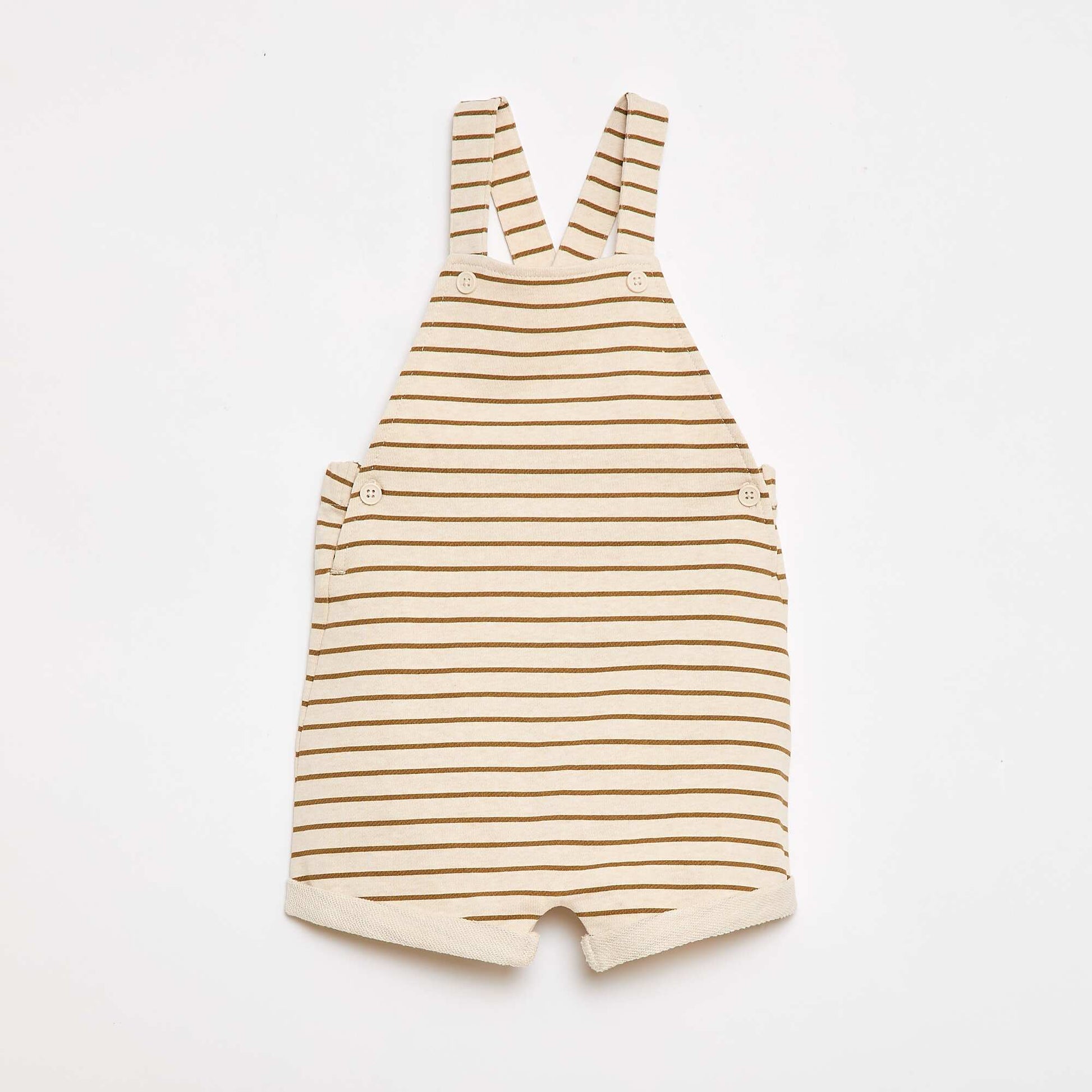 Salopette courte en molleton non gratté avec bretelles en coton BEIGE