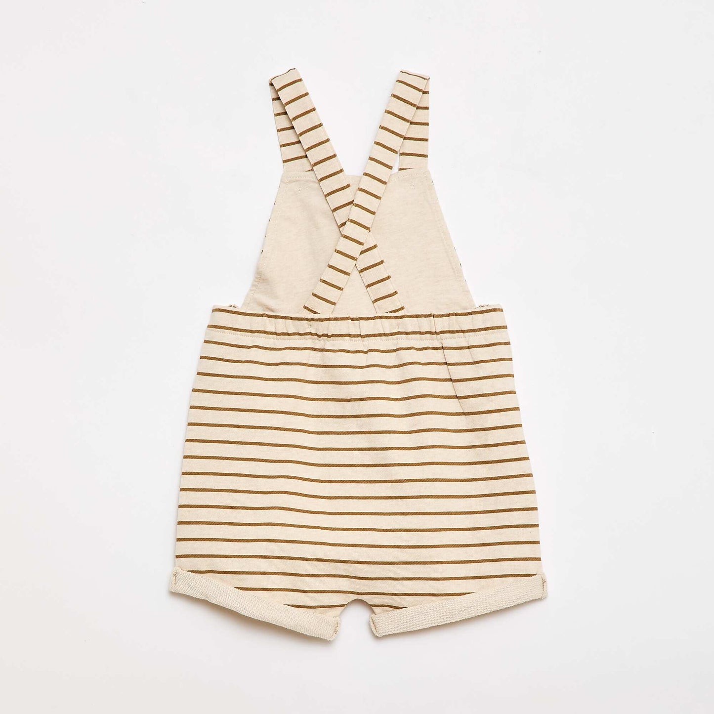 Salopette courte en molleton non gratté avec bretelles en coton BEIGE