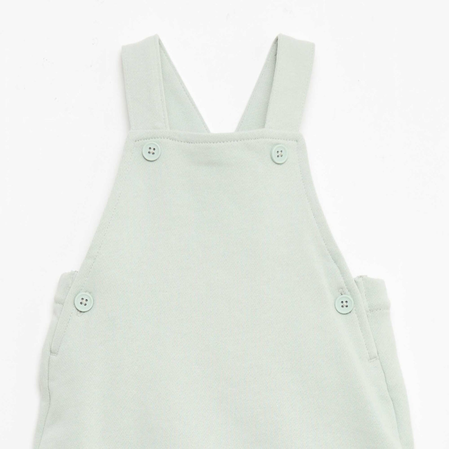 Salopette courte en molleton non gratté avec bretelles en coton BLEU