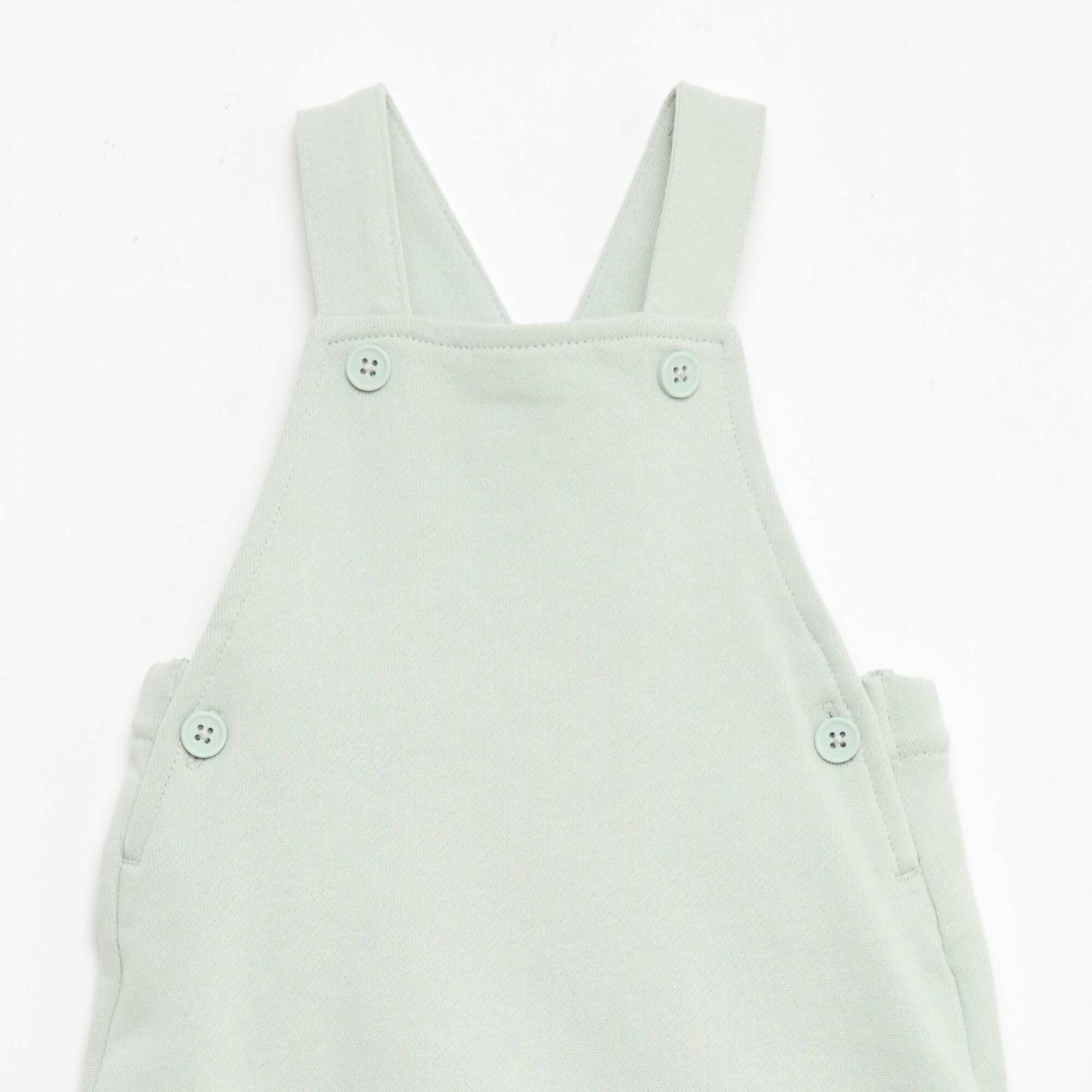 Salopette courte en molleton non gratté avec bretelles en coton BLEU