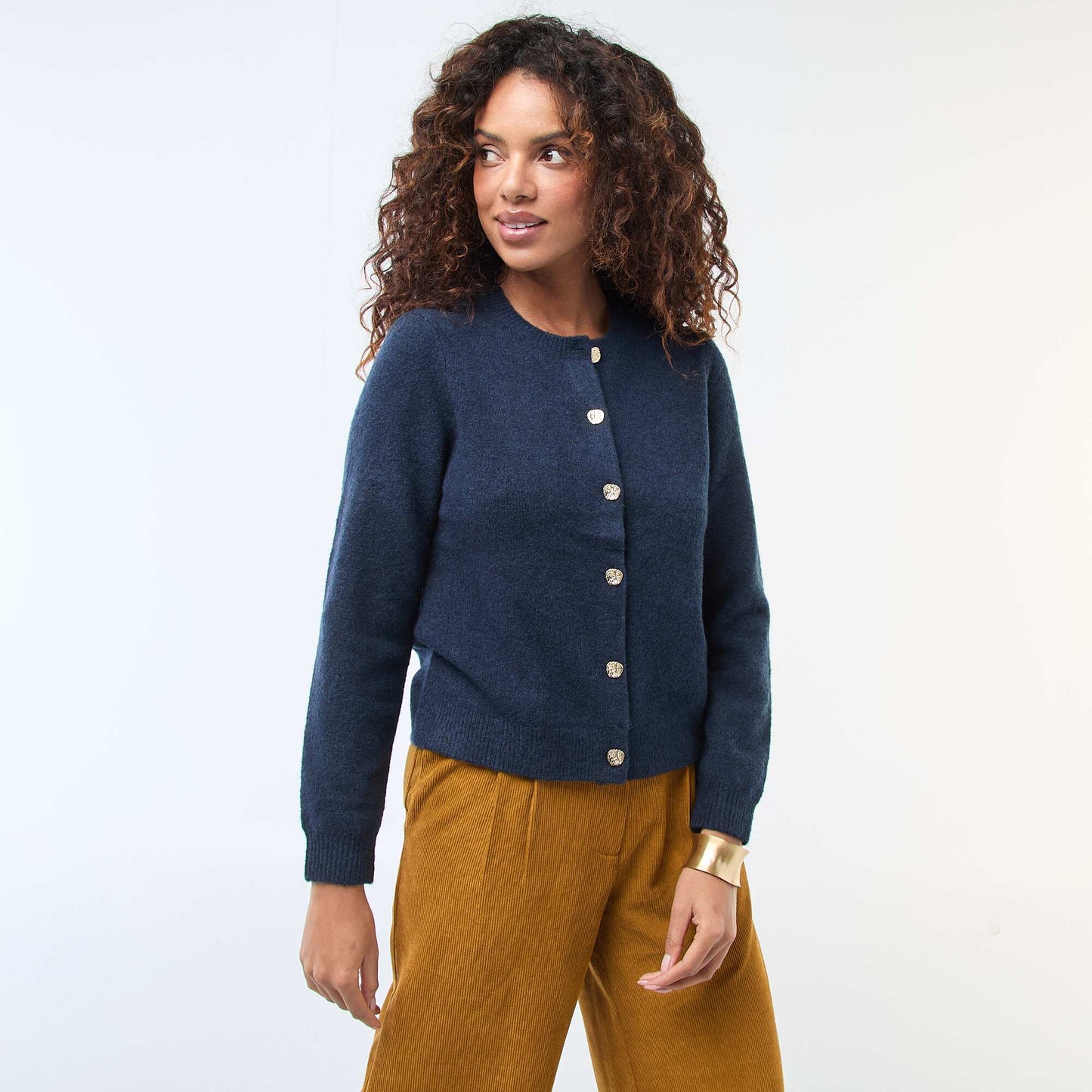 Gilet en maille avec boutons dorés BLEU