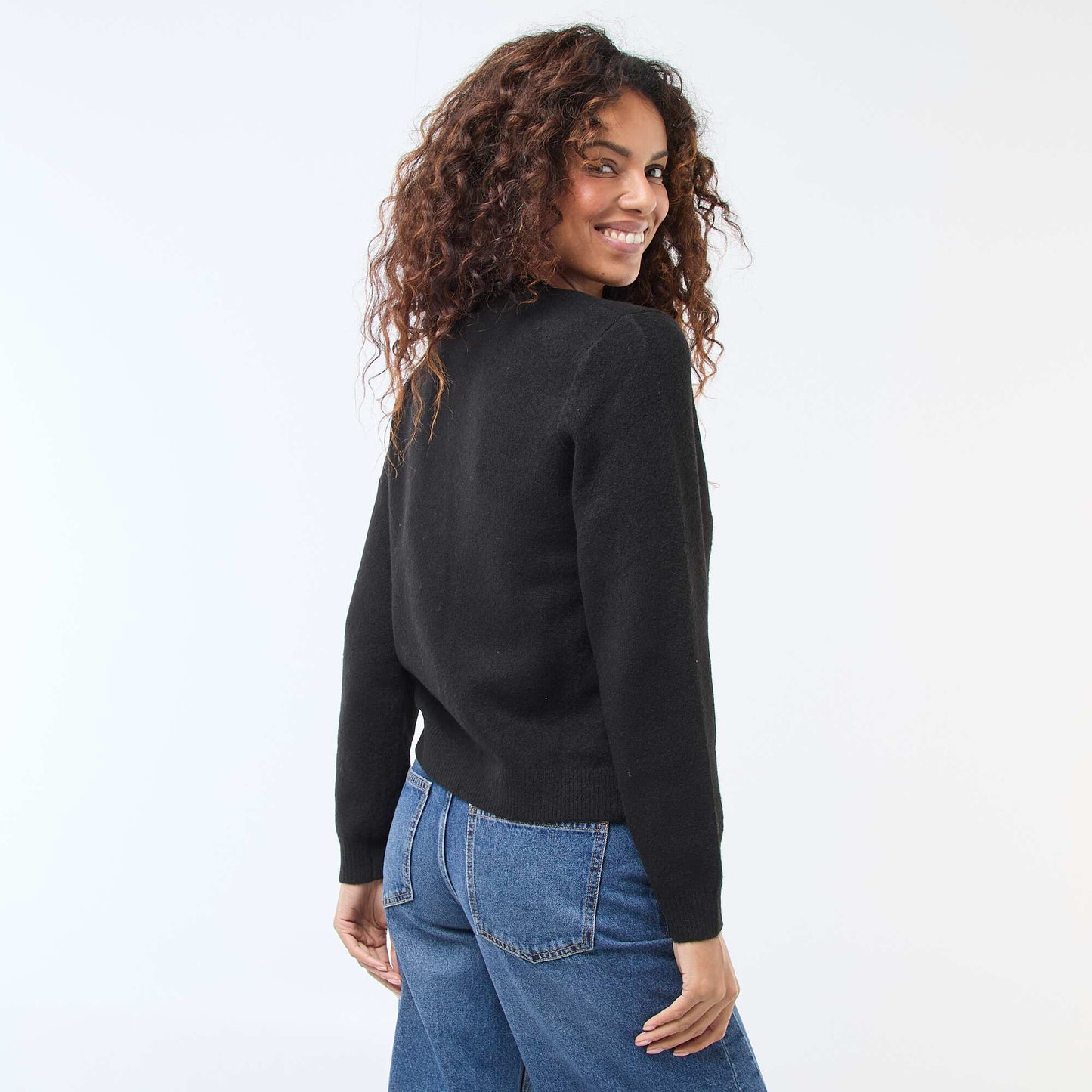 Gilet en maille avec boutons dorés NOIR