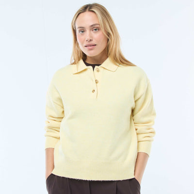 Pull en maille grosse jauge avec un col polo JAUNE