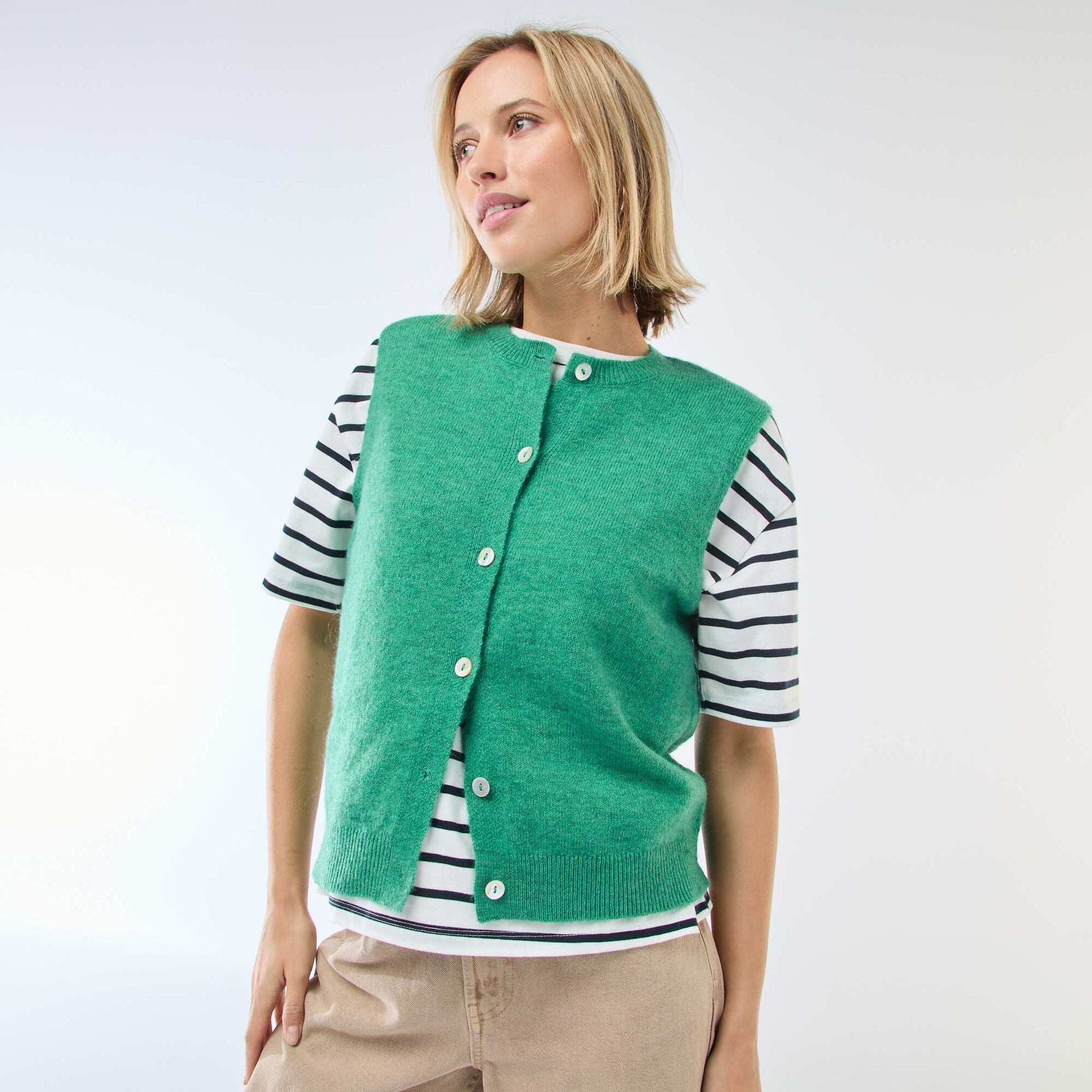 Gilet sans manches uni VERT