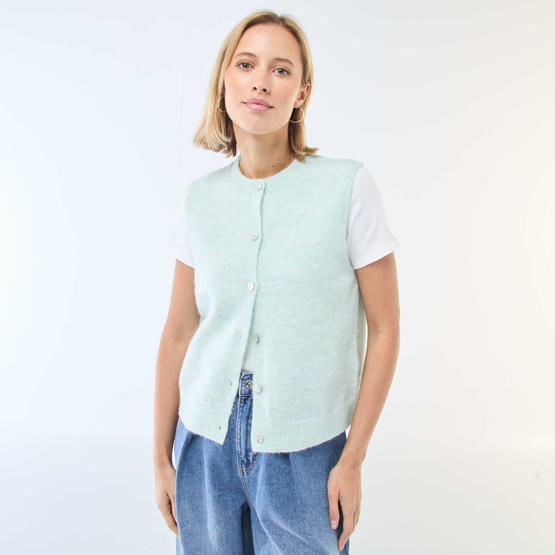 Gilet sans manches uni VERT