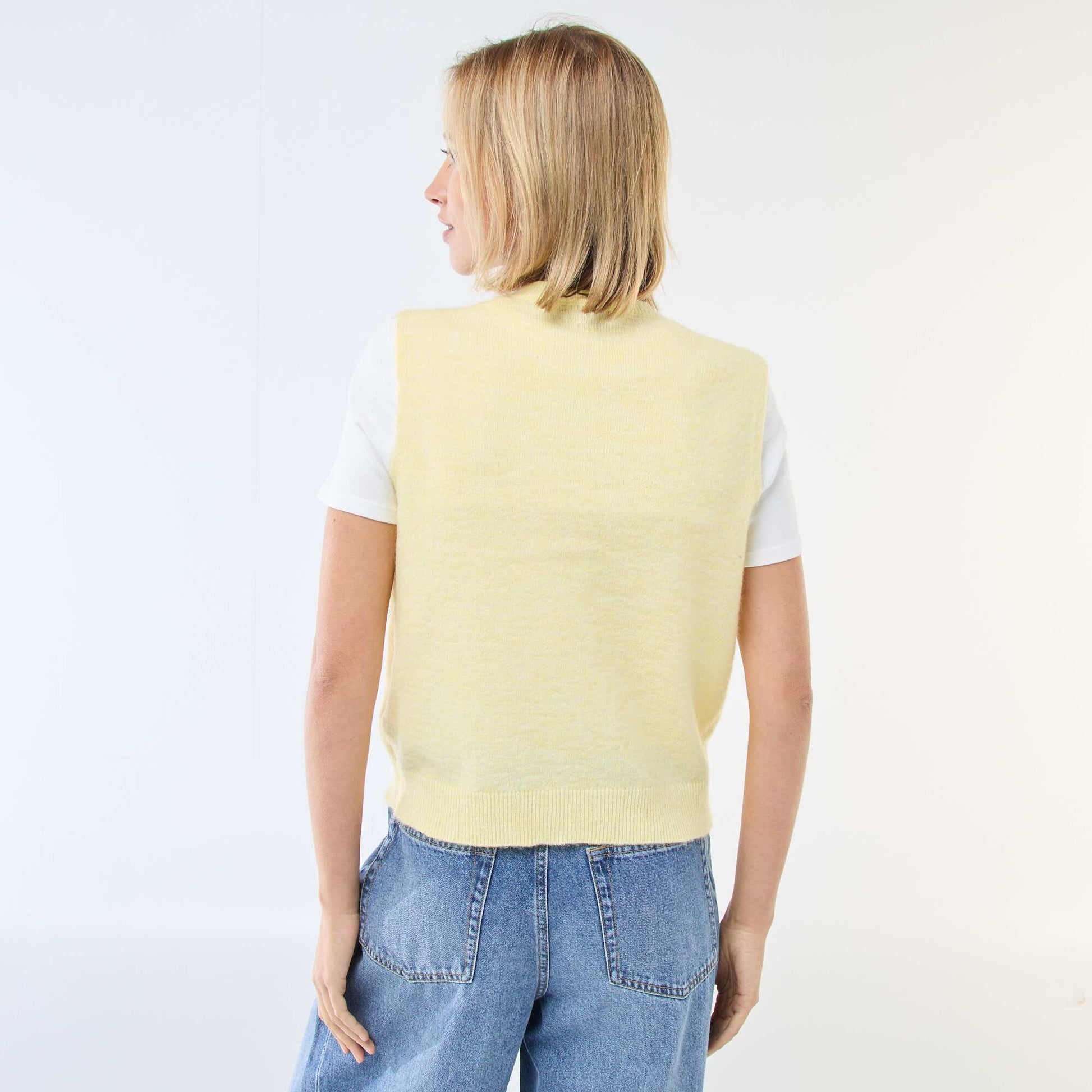 Gilet sans manches uni JAUNE