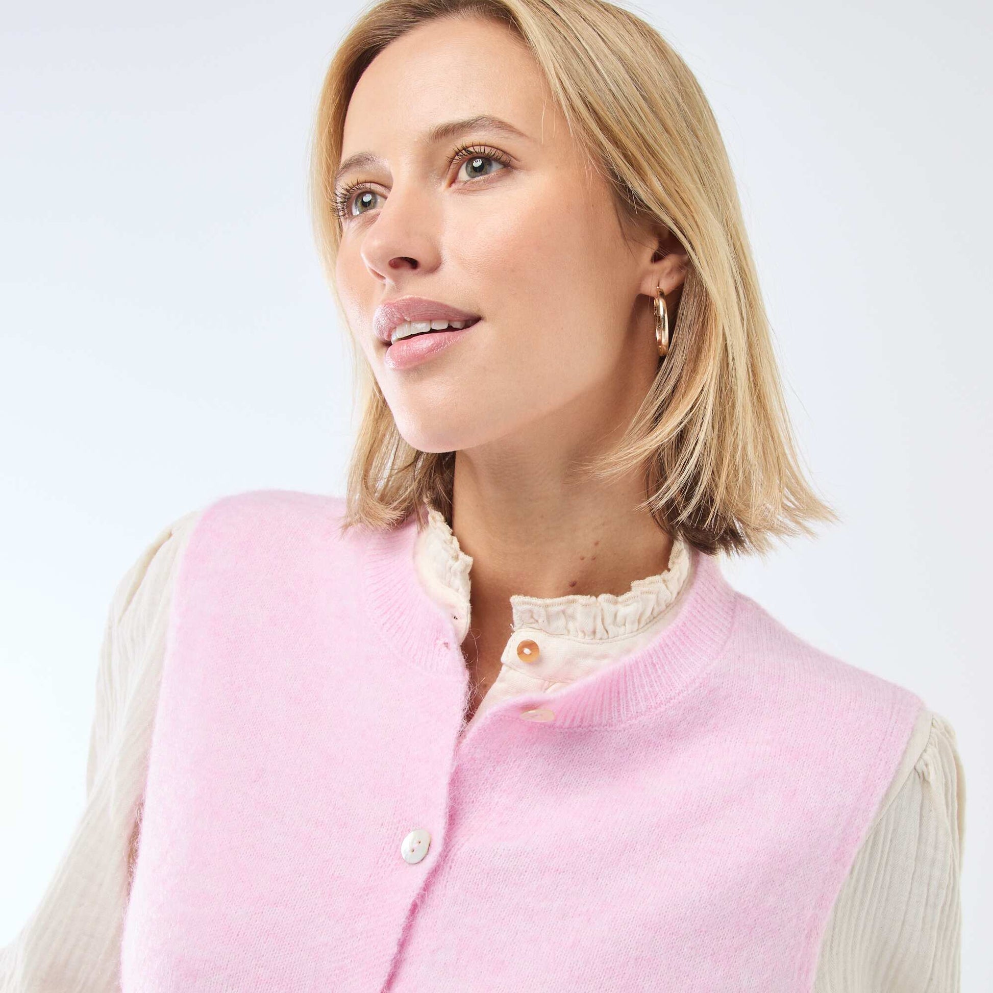 Gilet sans manches uni ROSE