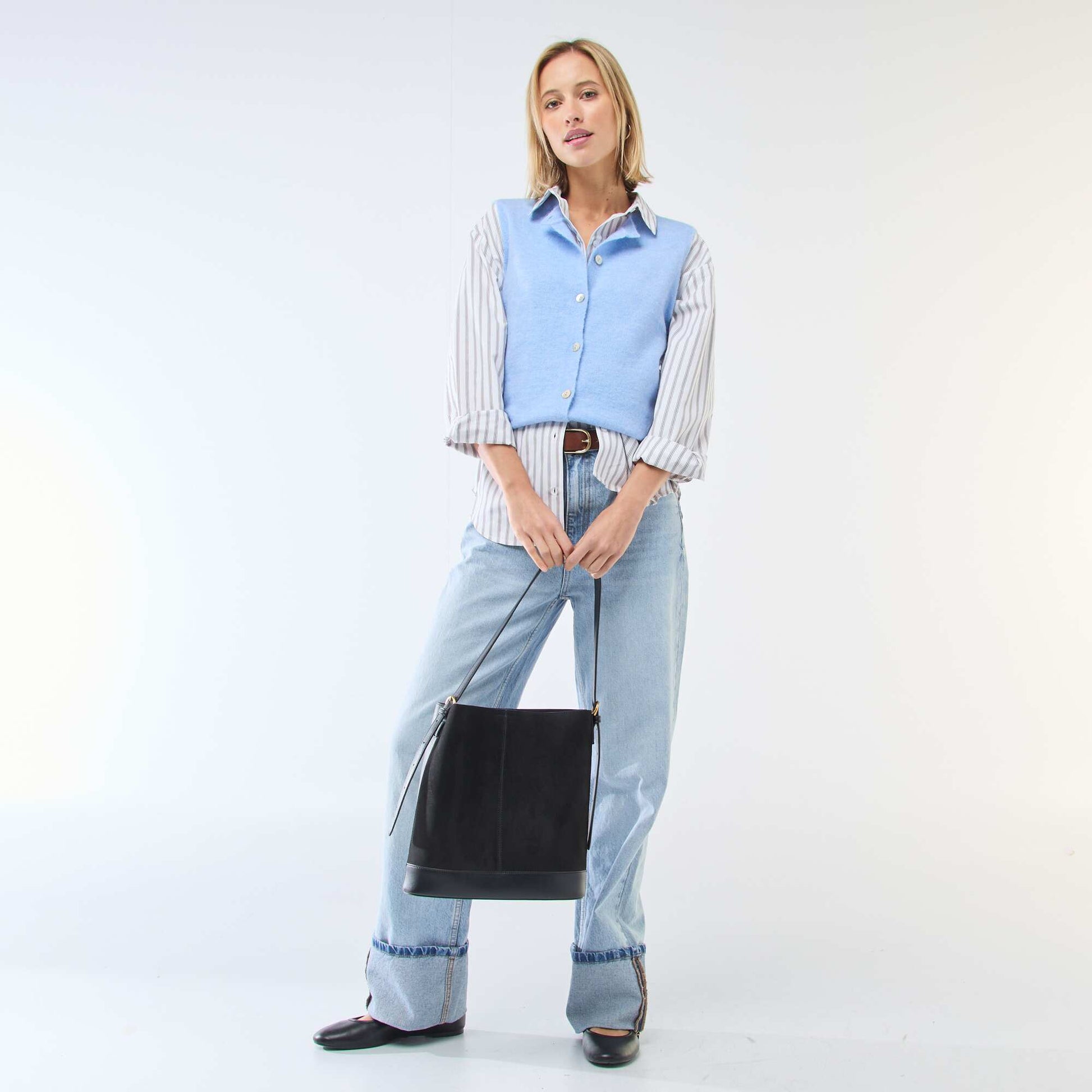 Gilet sans manches uni BLEU