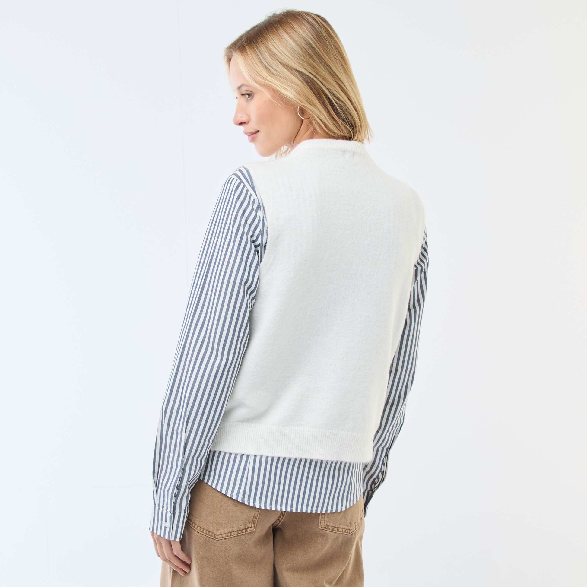 Gilet sans manches uni BEIGE