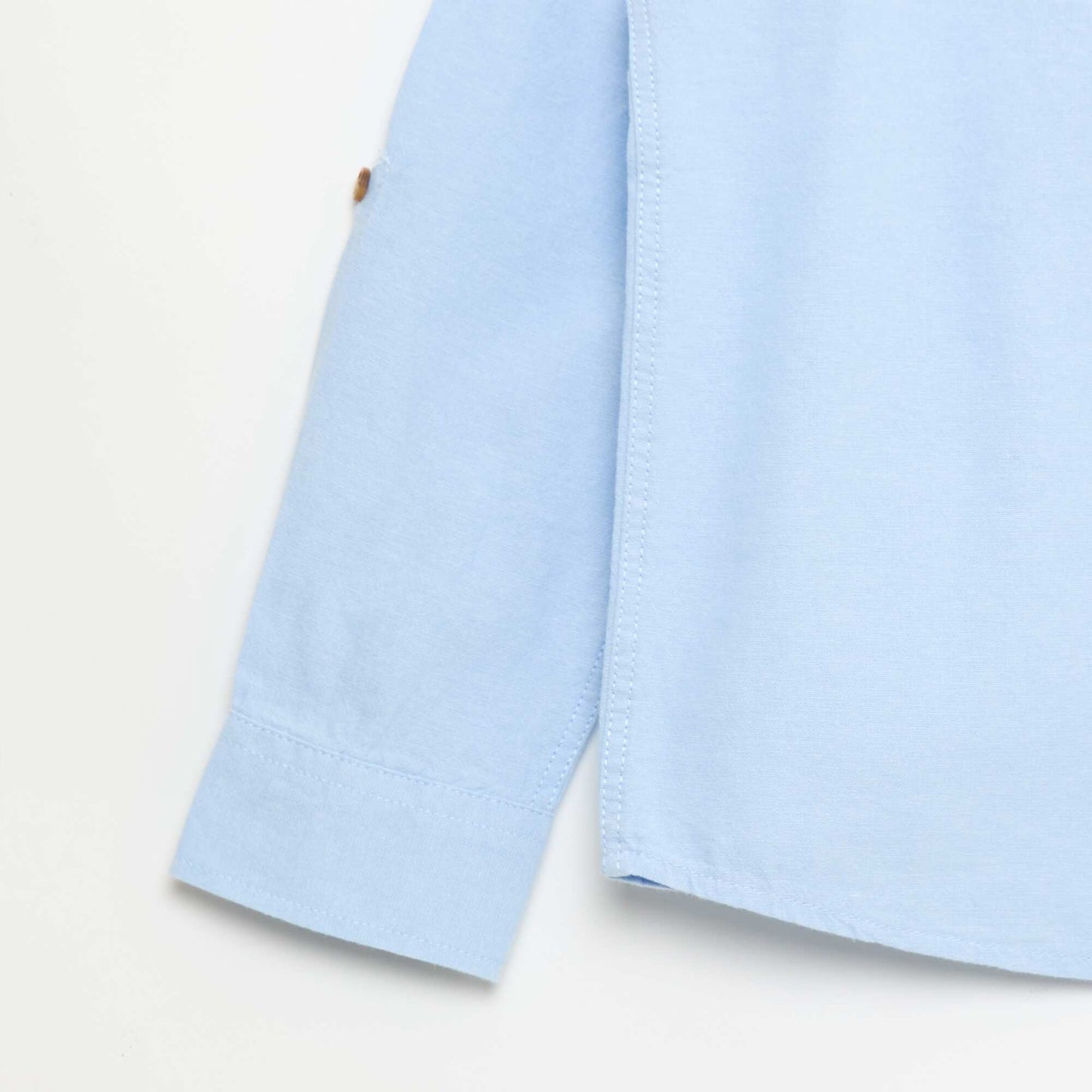 Chemise col mao en coton uni BLEU