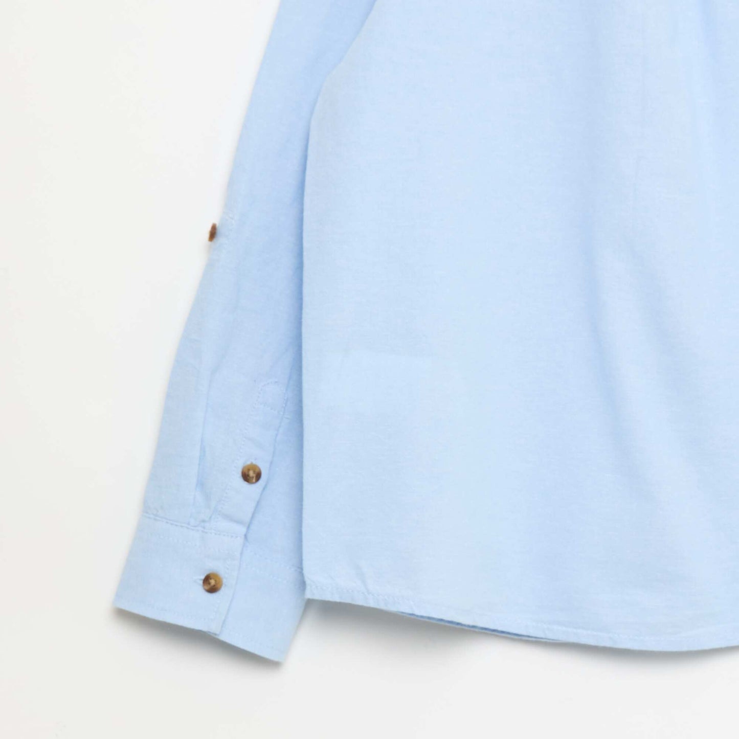 Chemise col mao en coton uni BLEU
