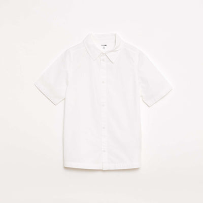 Chemise unie à manches courtes BLANC