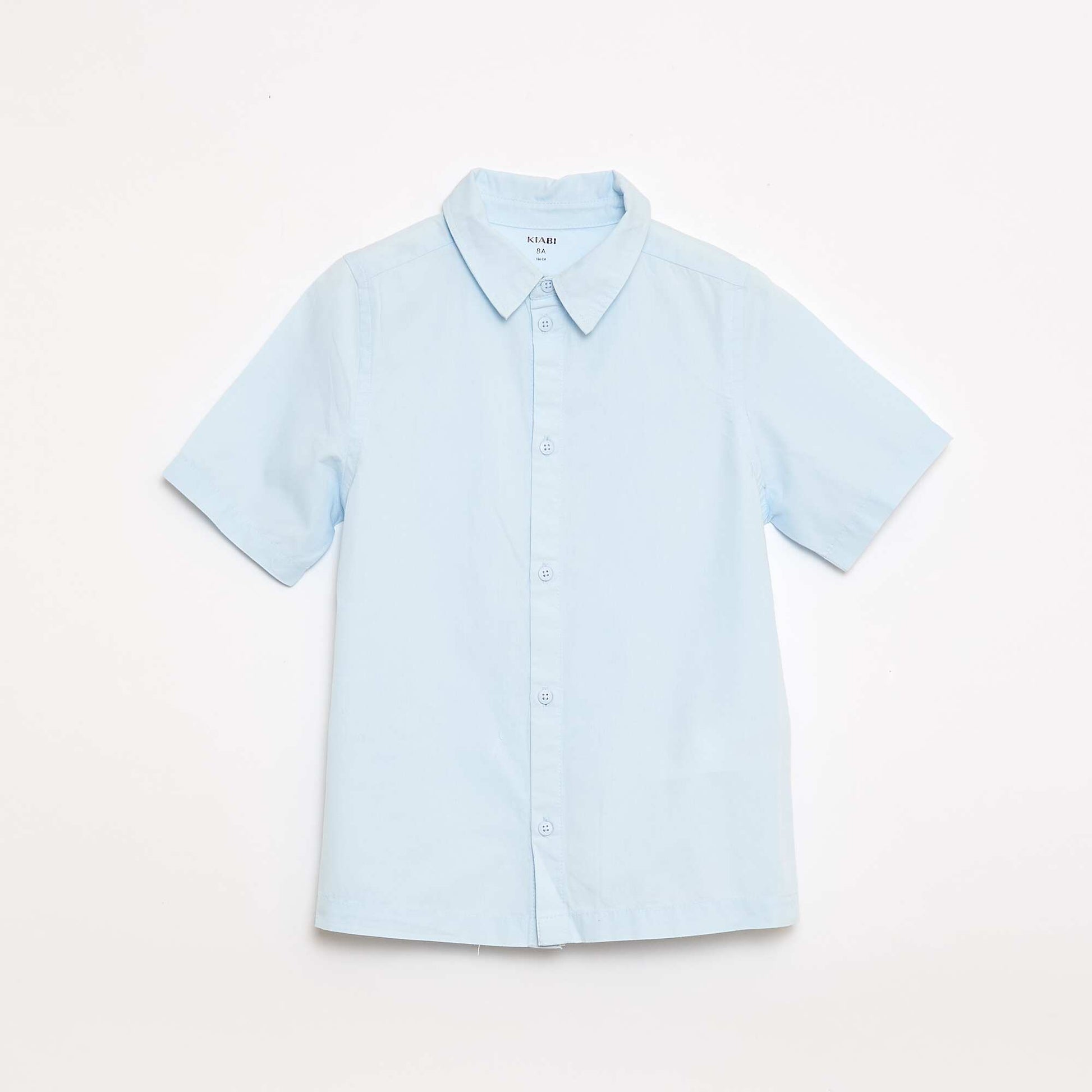 Chemise unie à manches courtes BLEU