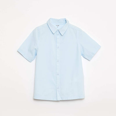 Chemise unie à manches courtes BLEU