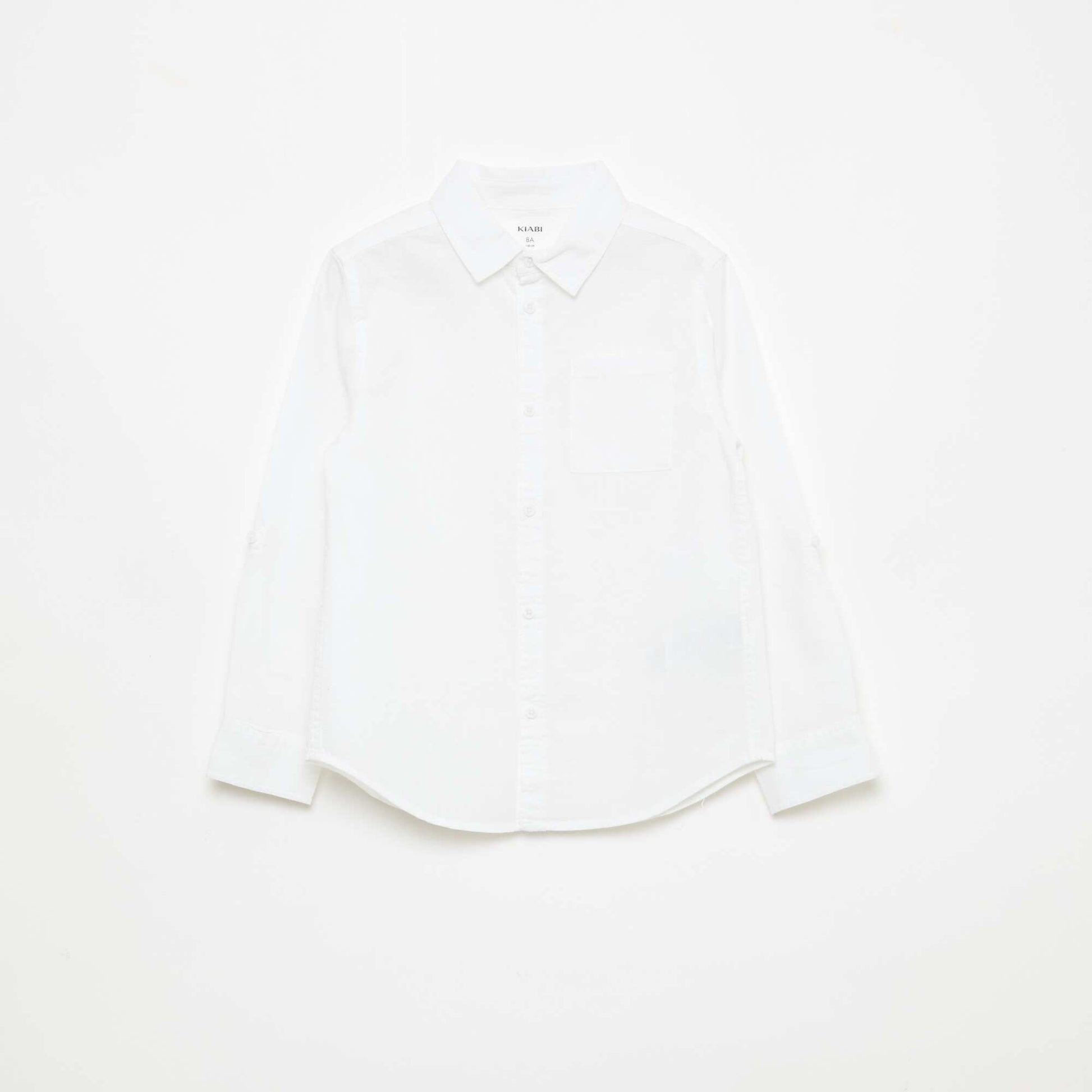 Chemise avec poche et manches retroussables BLANC