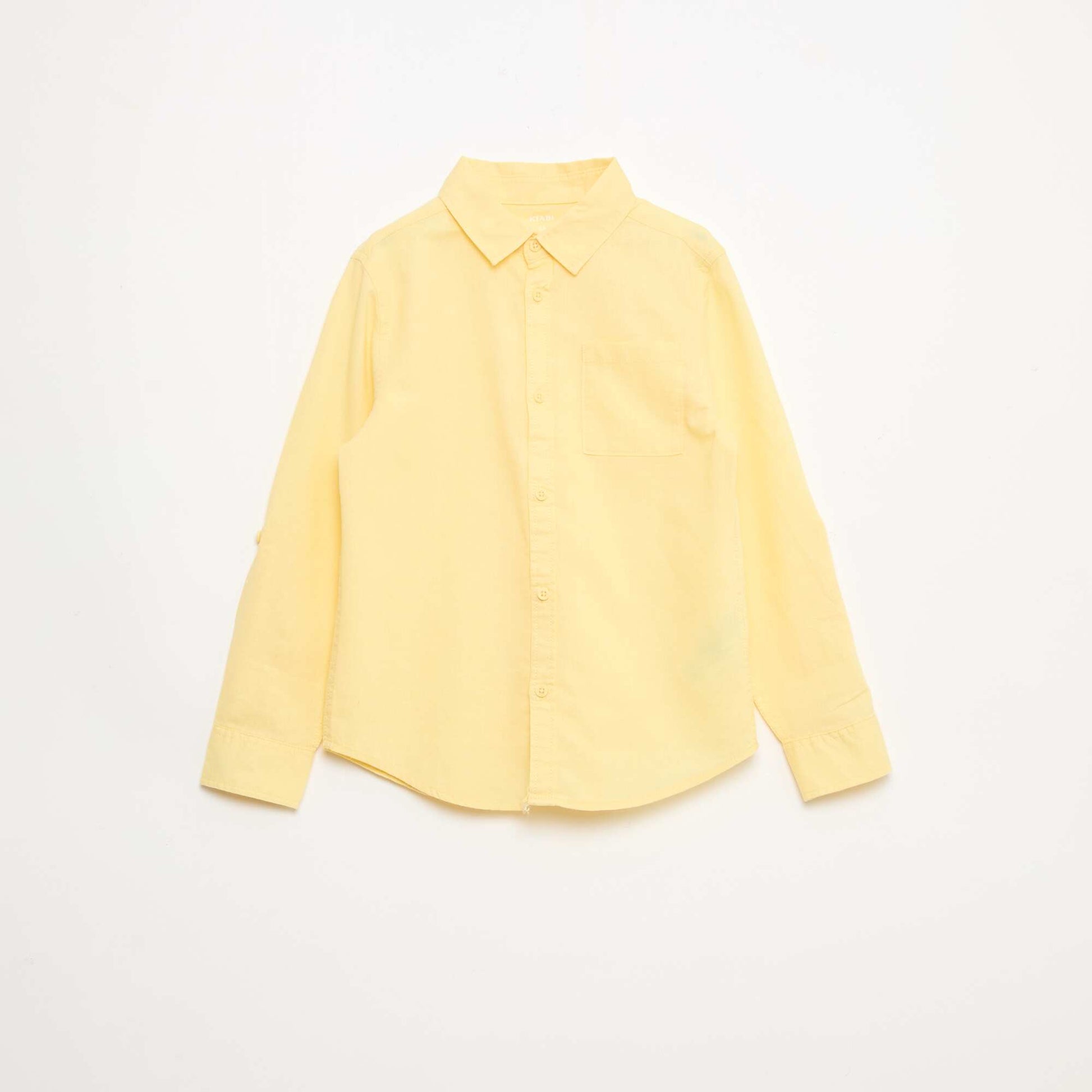 Chemise avec poche et manches retroussables JAUNE