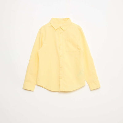 Chemise avec poche et manches retroussables JAUNE