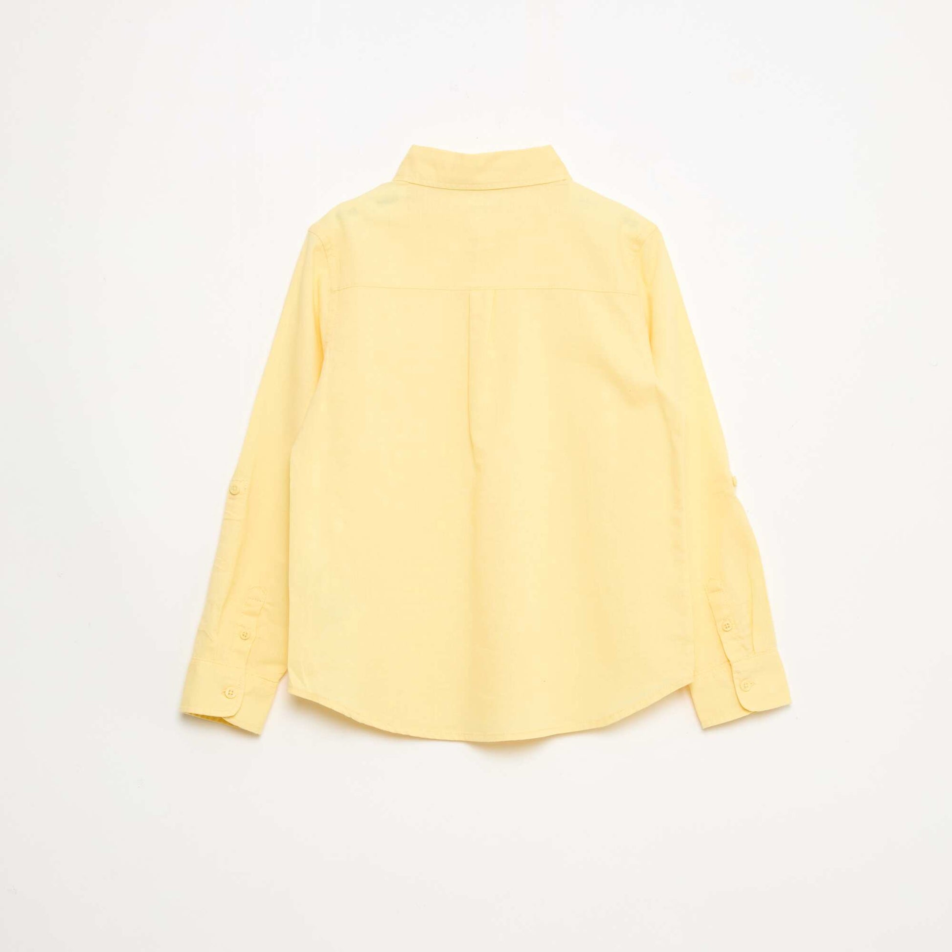 Chemise avec poche et manches retroussables JAUNE