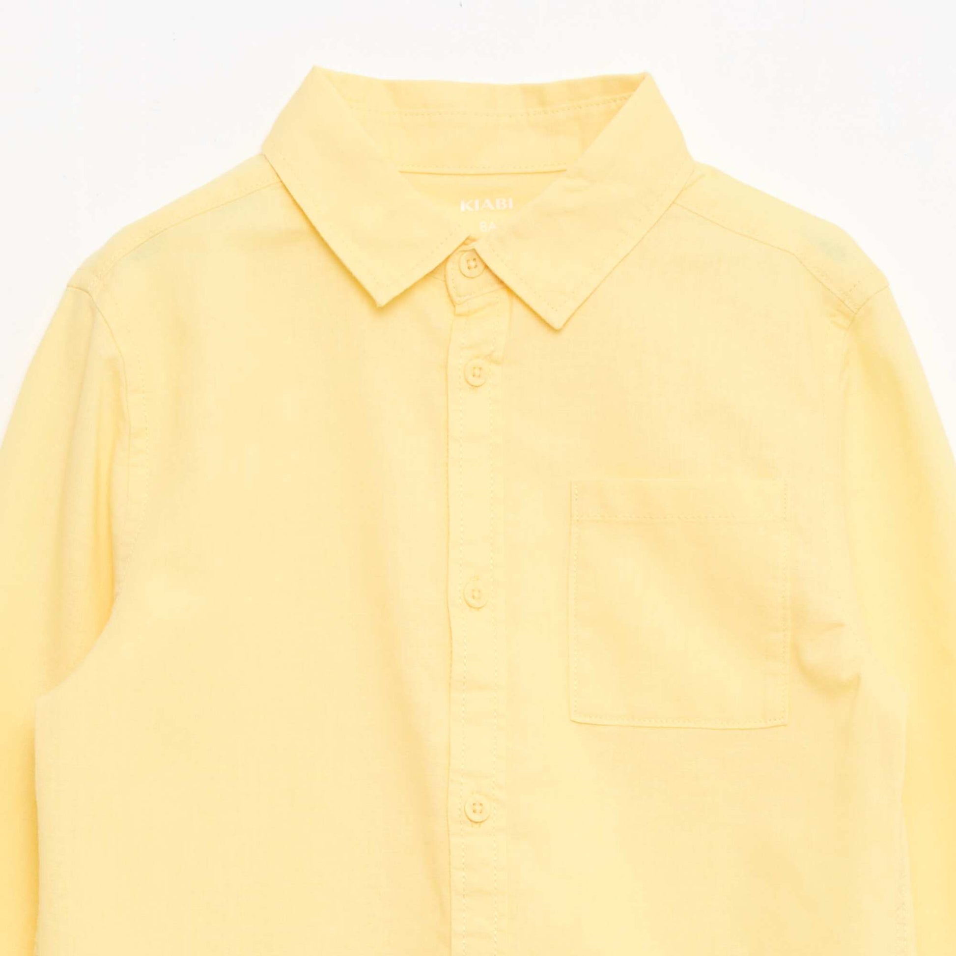 Chemise avec poche et manches retroussables JAUNE
