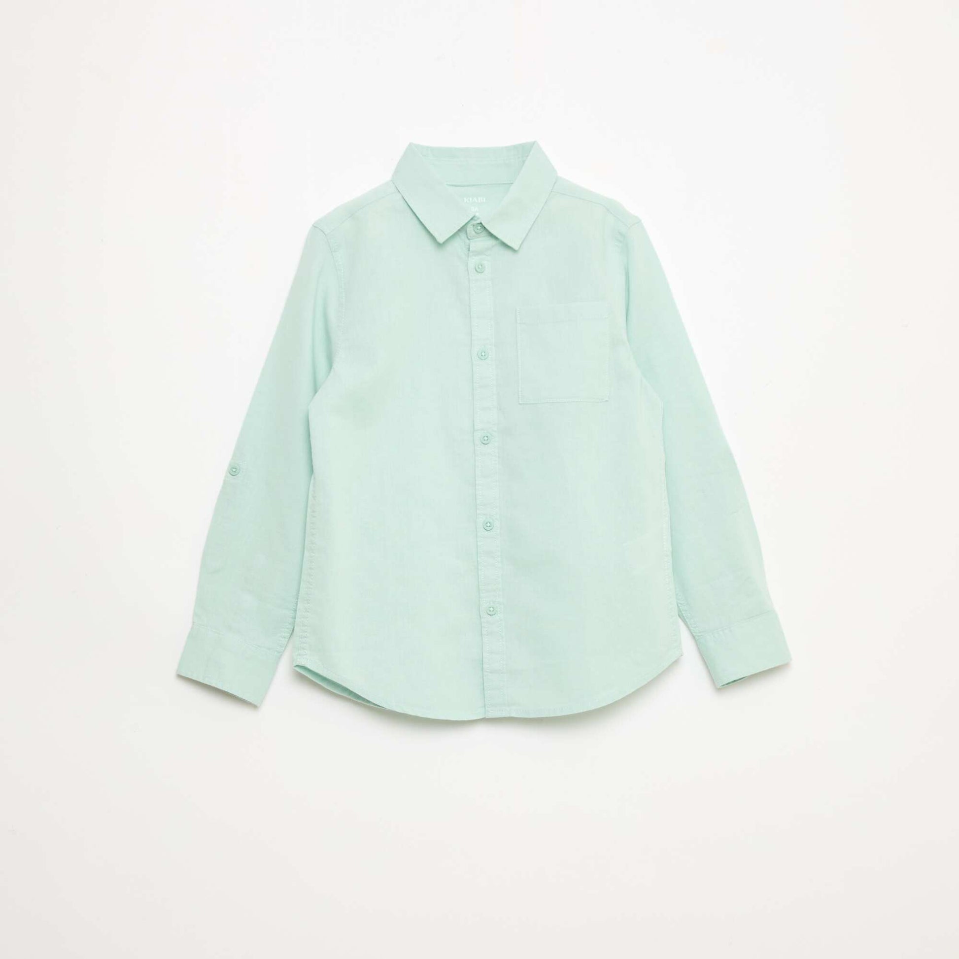 Chemise avec poche et manches retroussables BLEU
