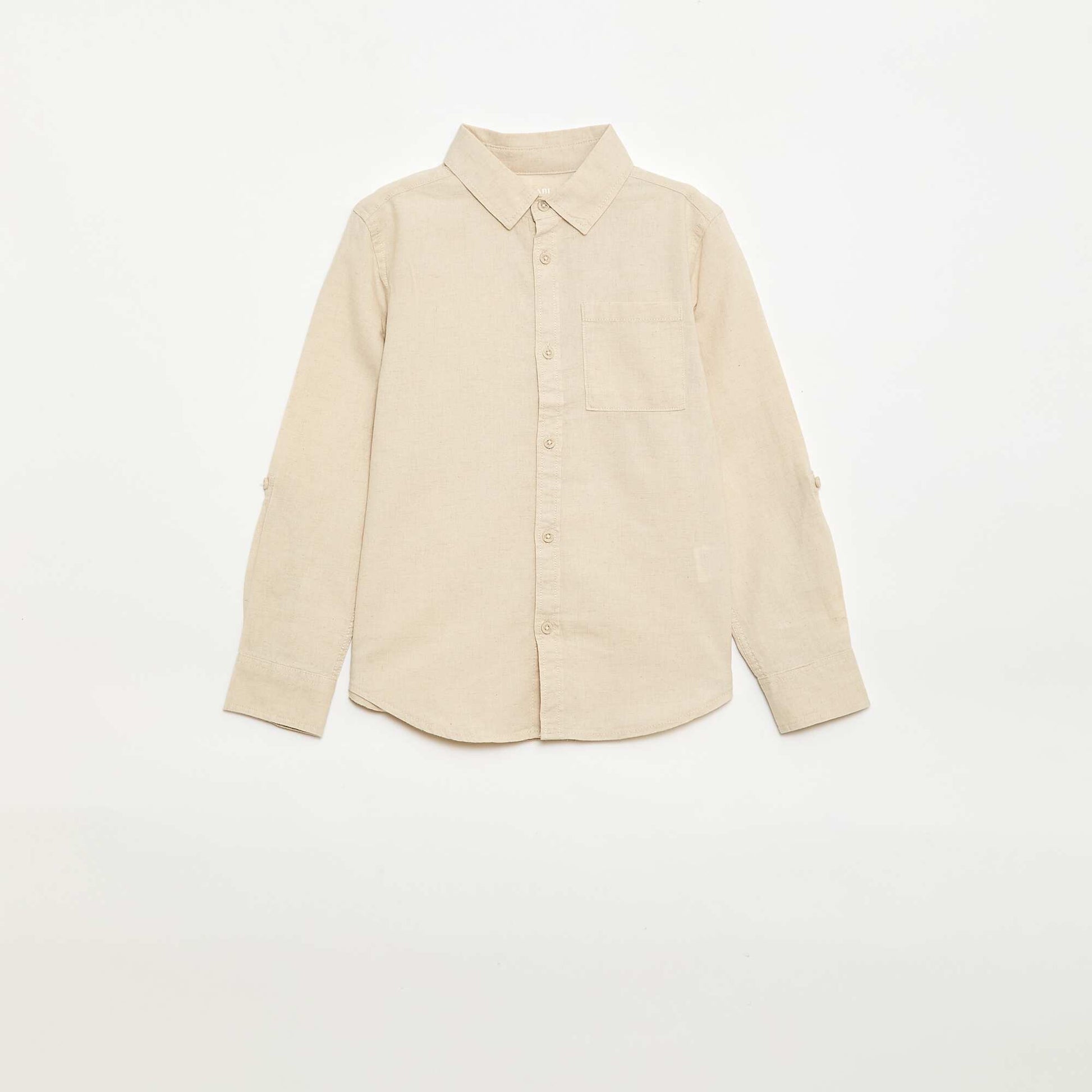 Chemise avec poche et manches retroussables BEIGE
