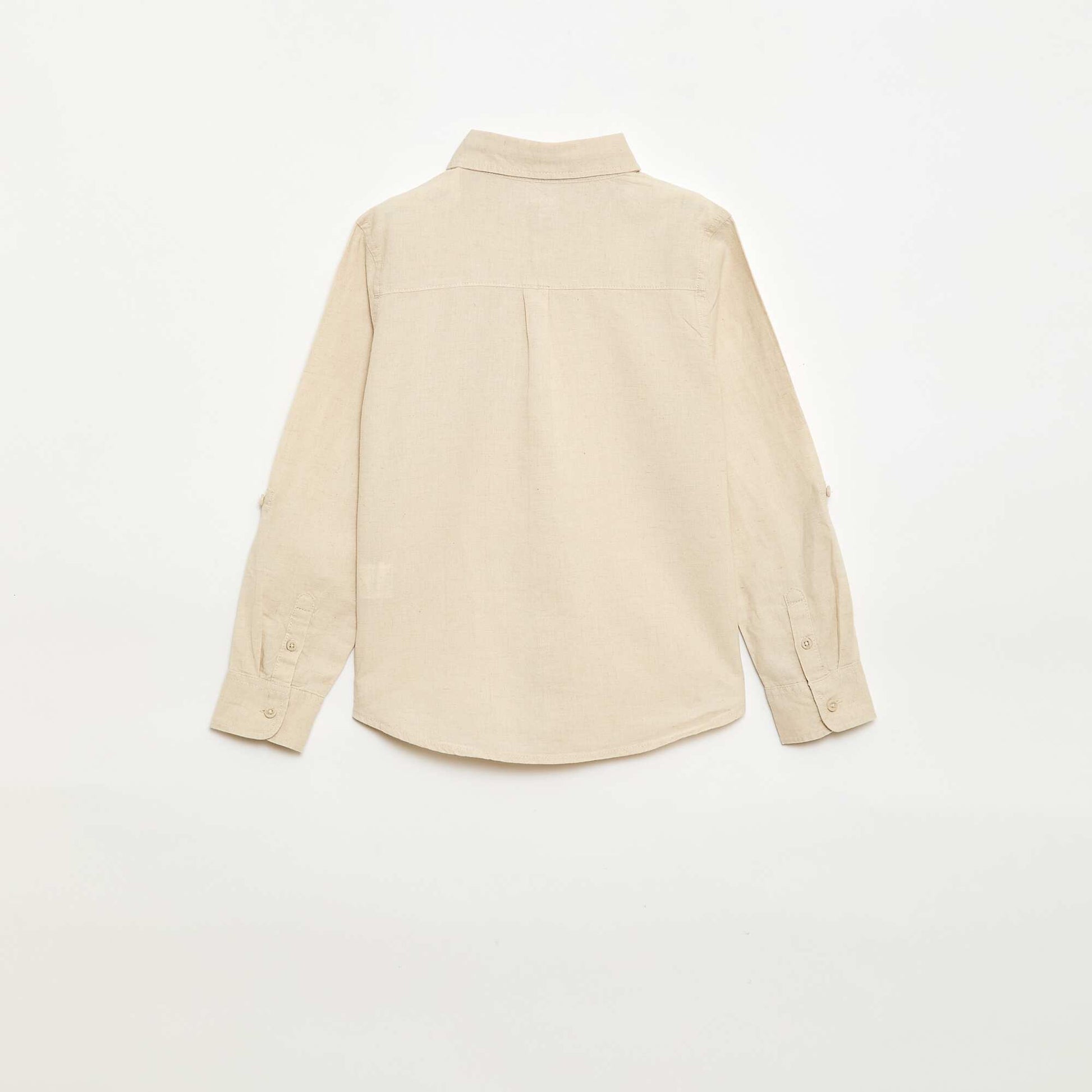 Chemise avec poche et manches retroussables BEIGE