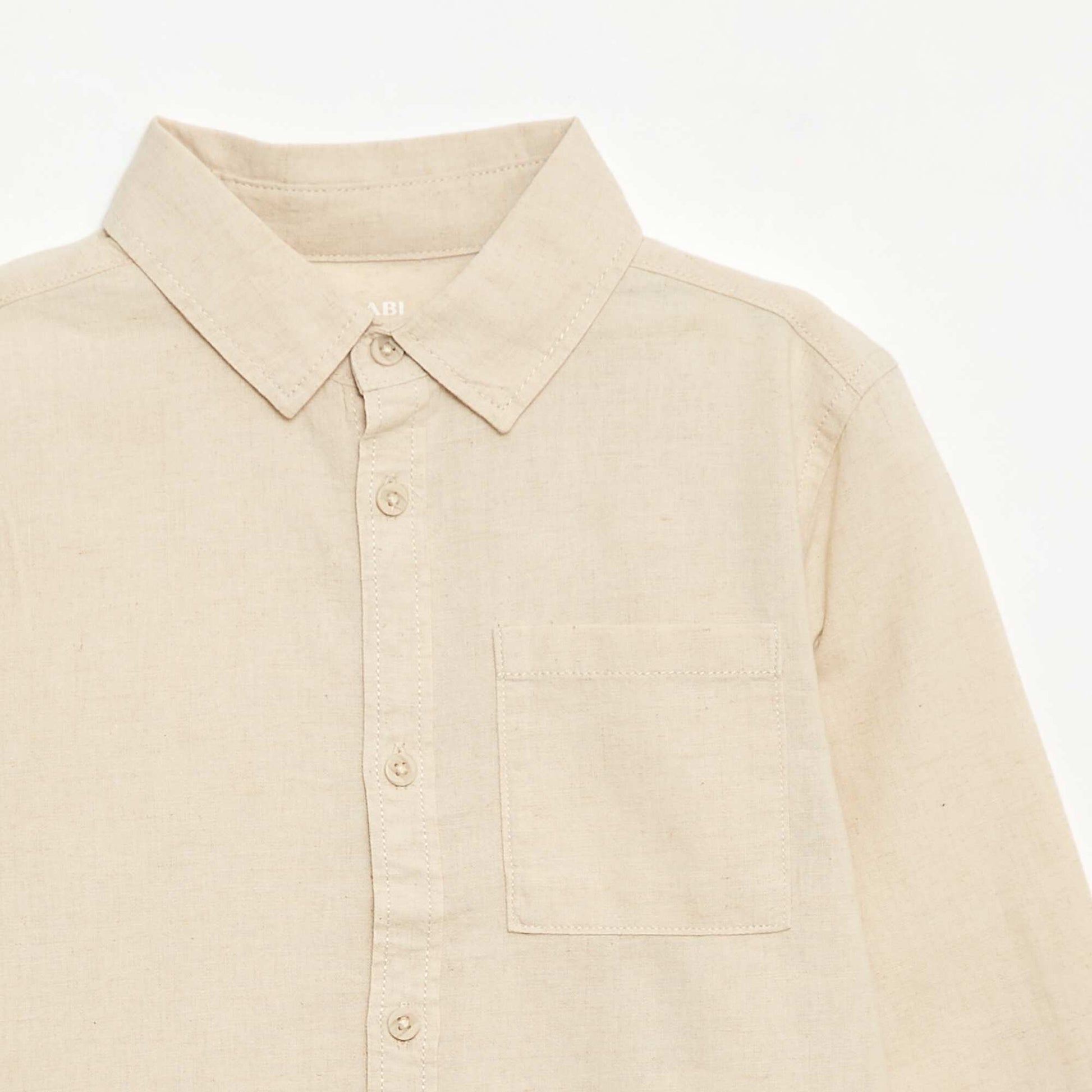 Chemise avec poche et manches retroussables BEIGE