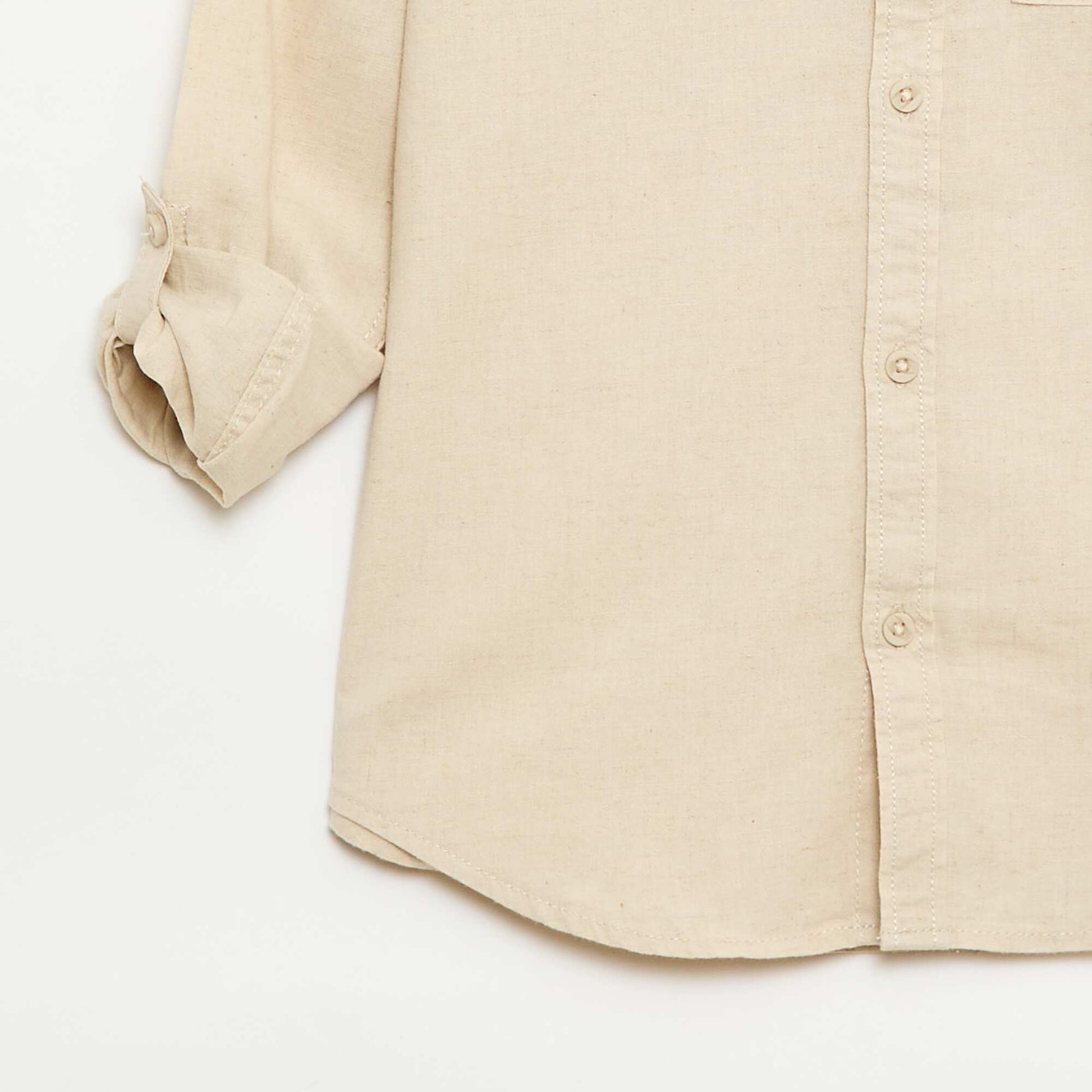 Chemise avec poche et manches retroussables BEIGE