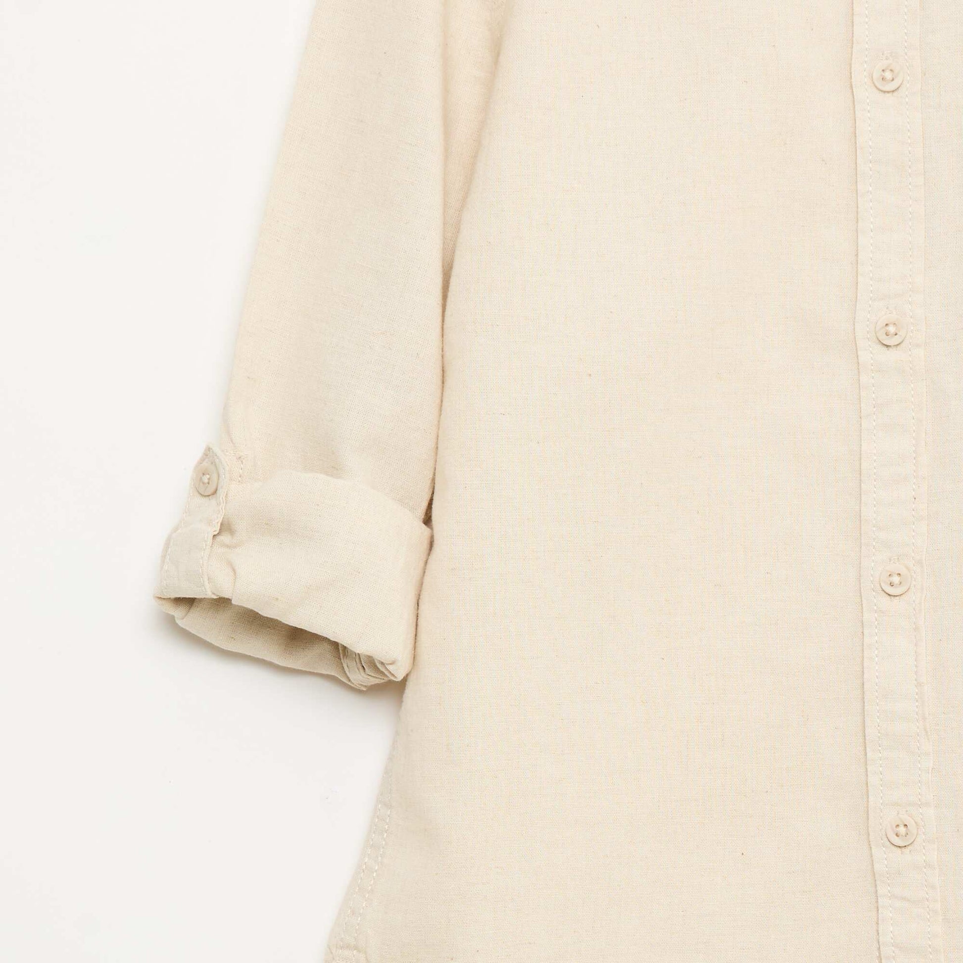 Chemise avec poche et manches retroussables BEIGE
