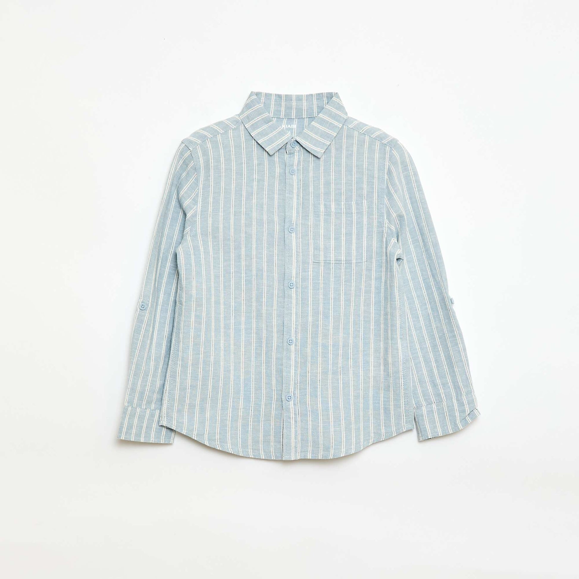 Chemise avec poche et manches retroussables BLEU