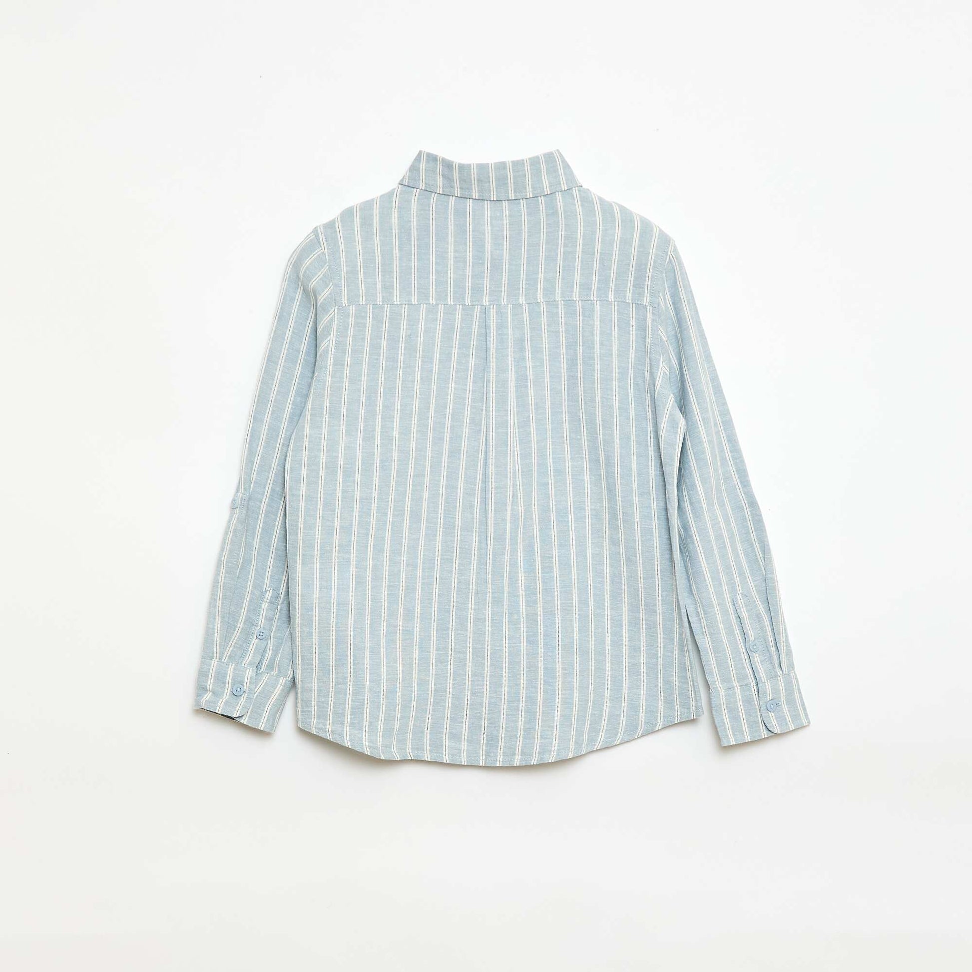 Chemise avec poche et manches retroussables BLEU