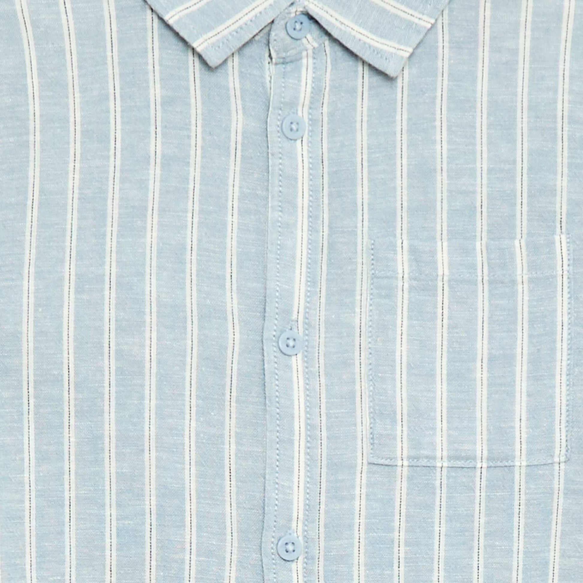 Chemise avec poche et manches retroussables BLEU