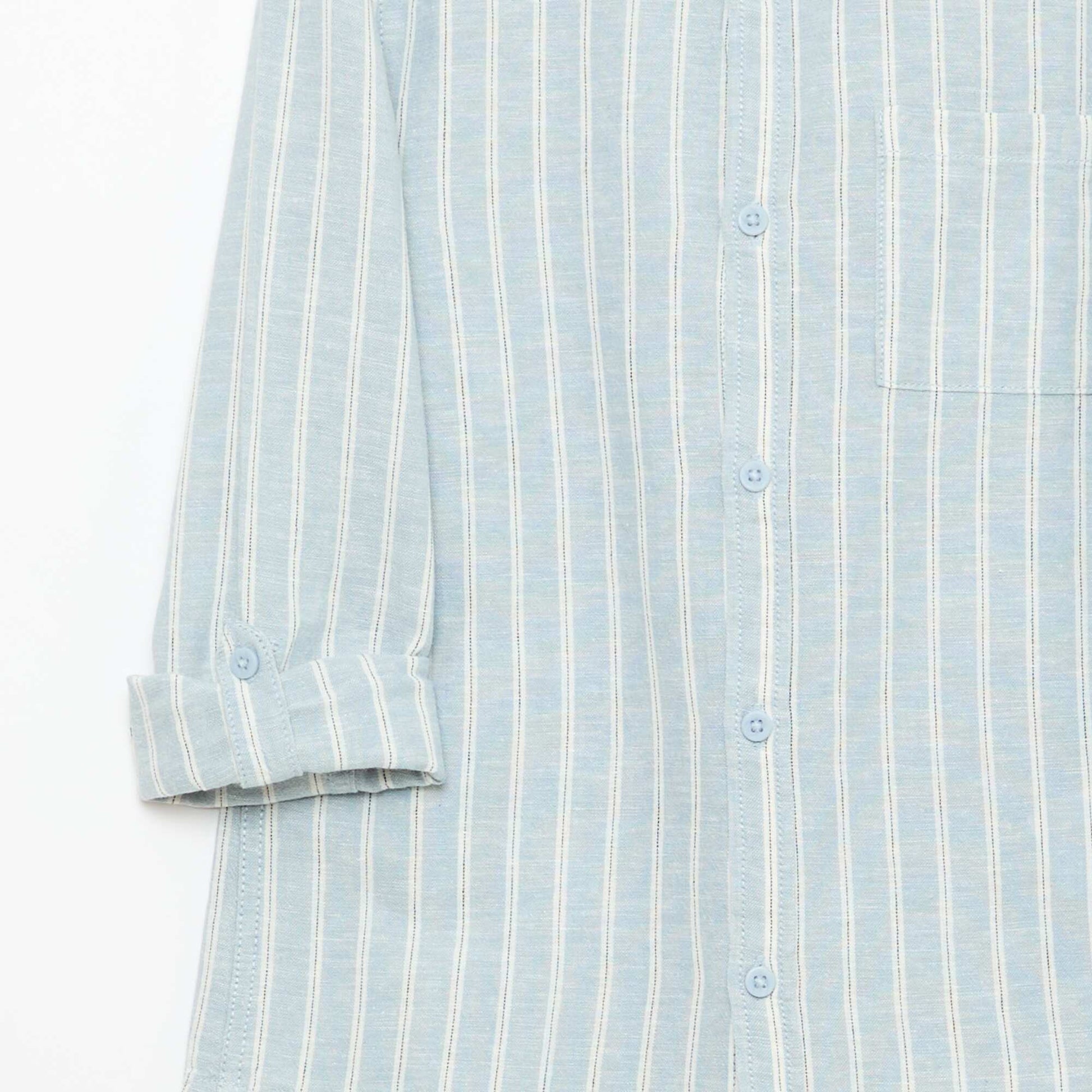 Chemise avec poche et manches retroussables BLEU