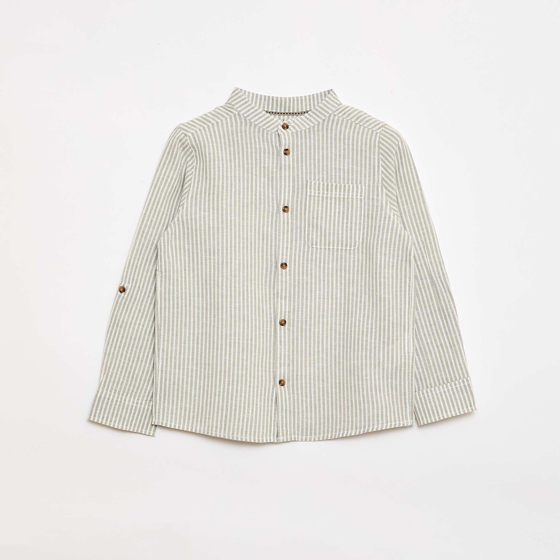Chemise à manches longues en lin et coton KAKI