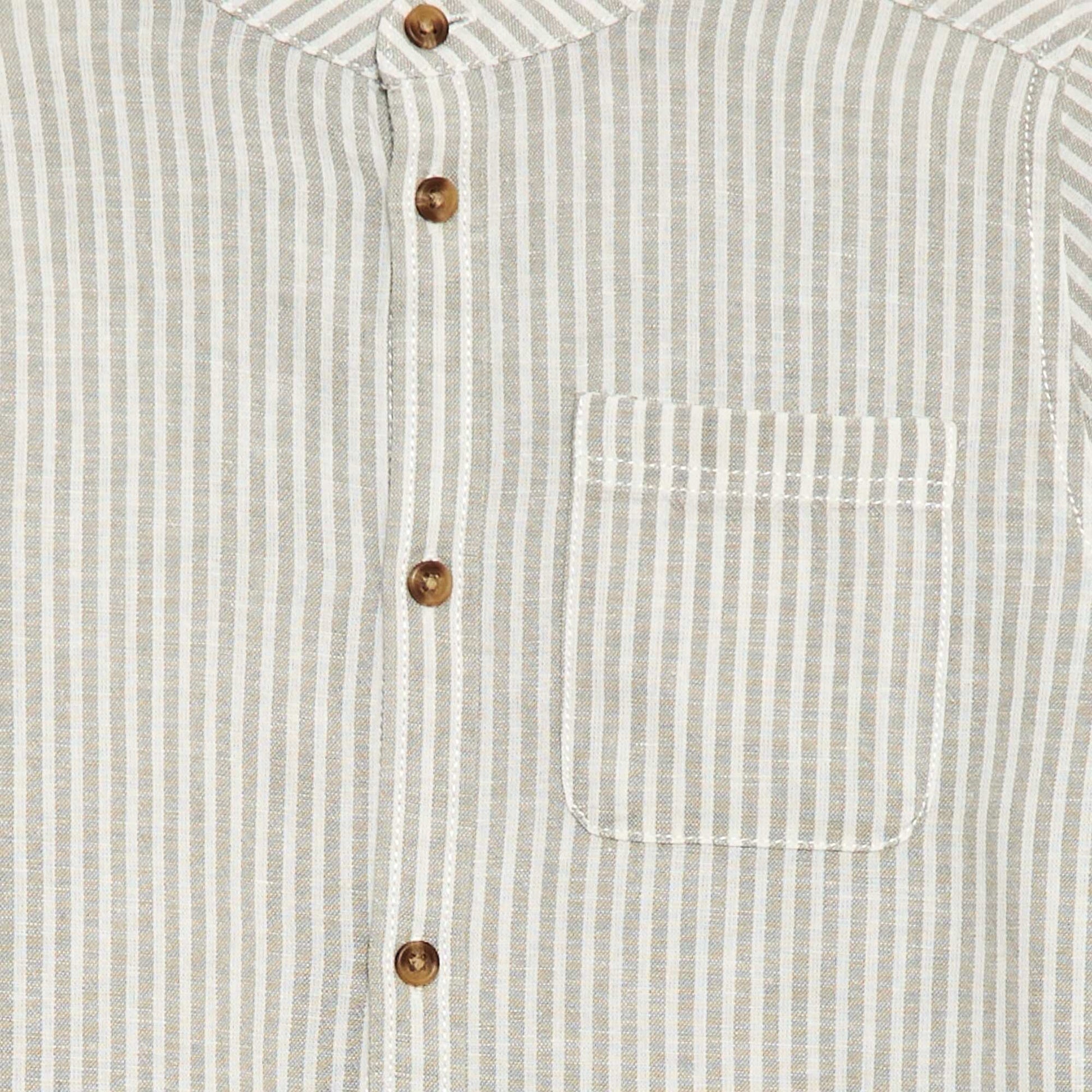 Chemise à manches longues en lin et coton KAKI