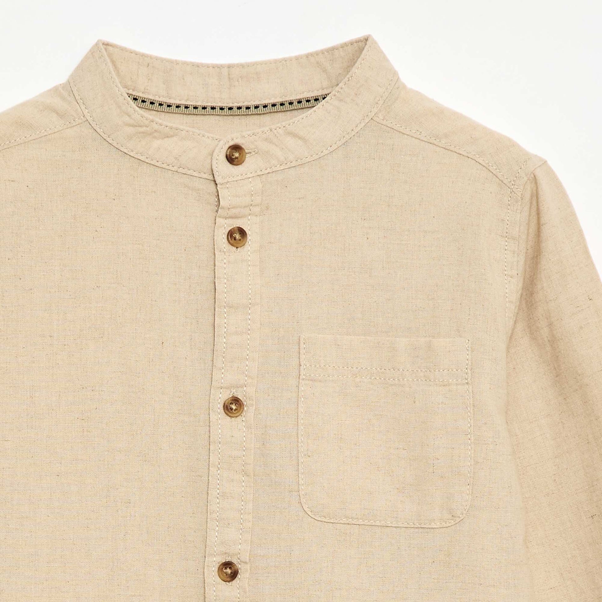 Chemise à manches longues en lin et coton BLANC