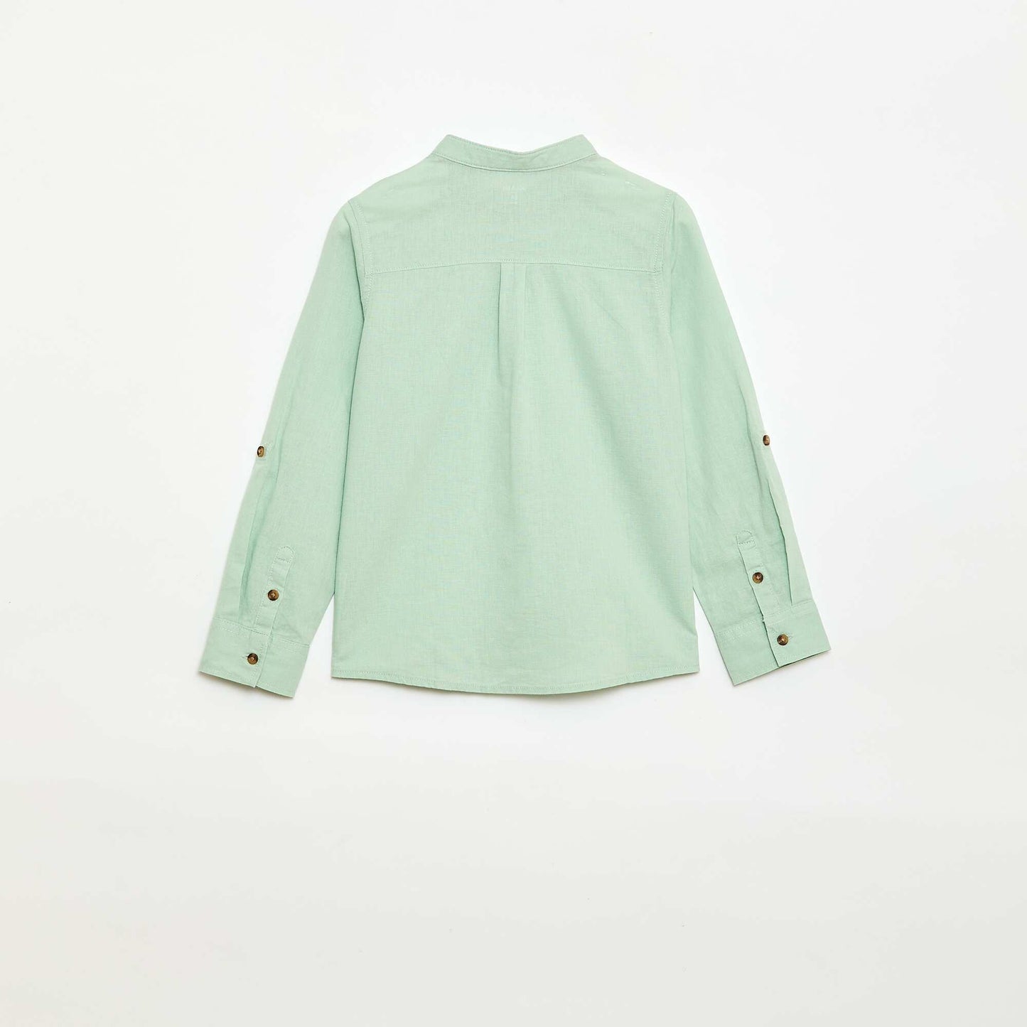 Chemise à manches longues en lin et coton VERT