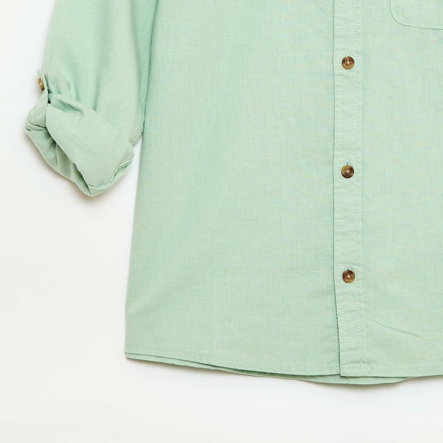 Chemise à manches longues en lin et coton VERT