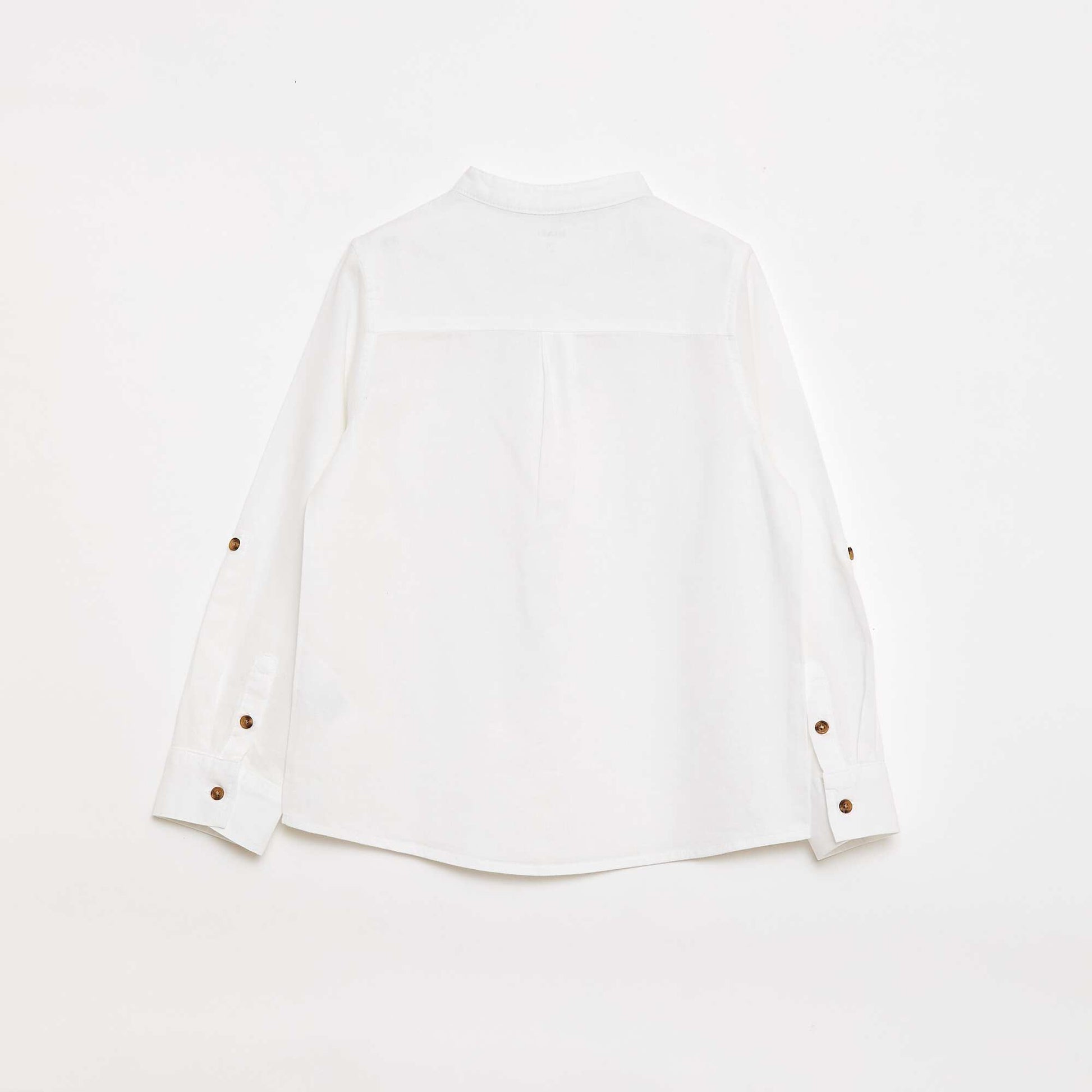 Chemise à manches longues en lin et coton BLANC