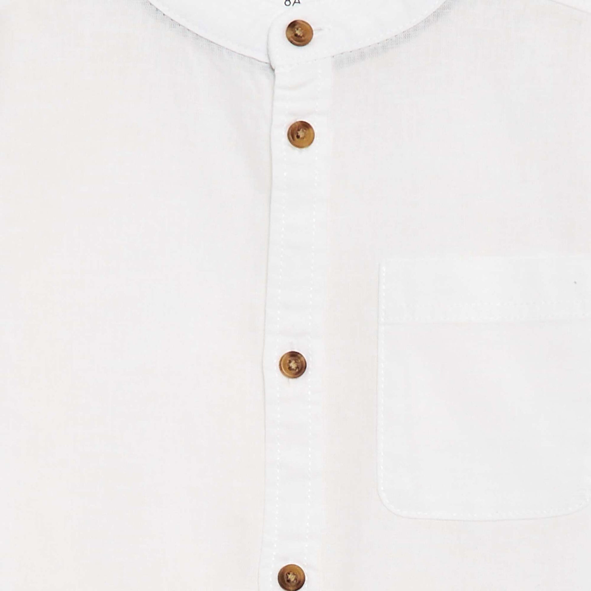 Chemise à manches longues en lin et coton BLANC