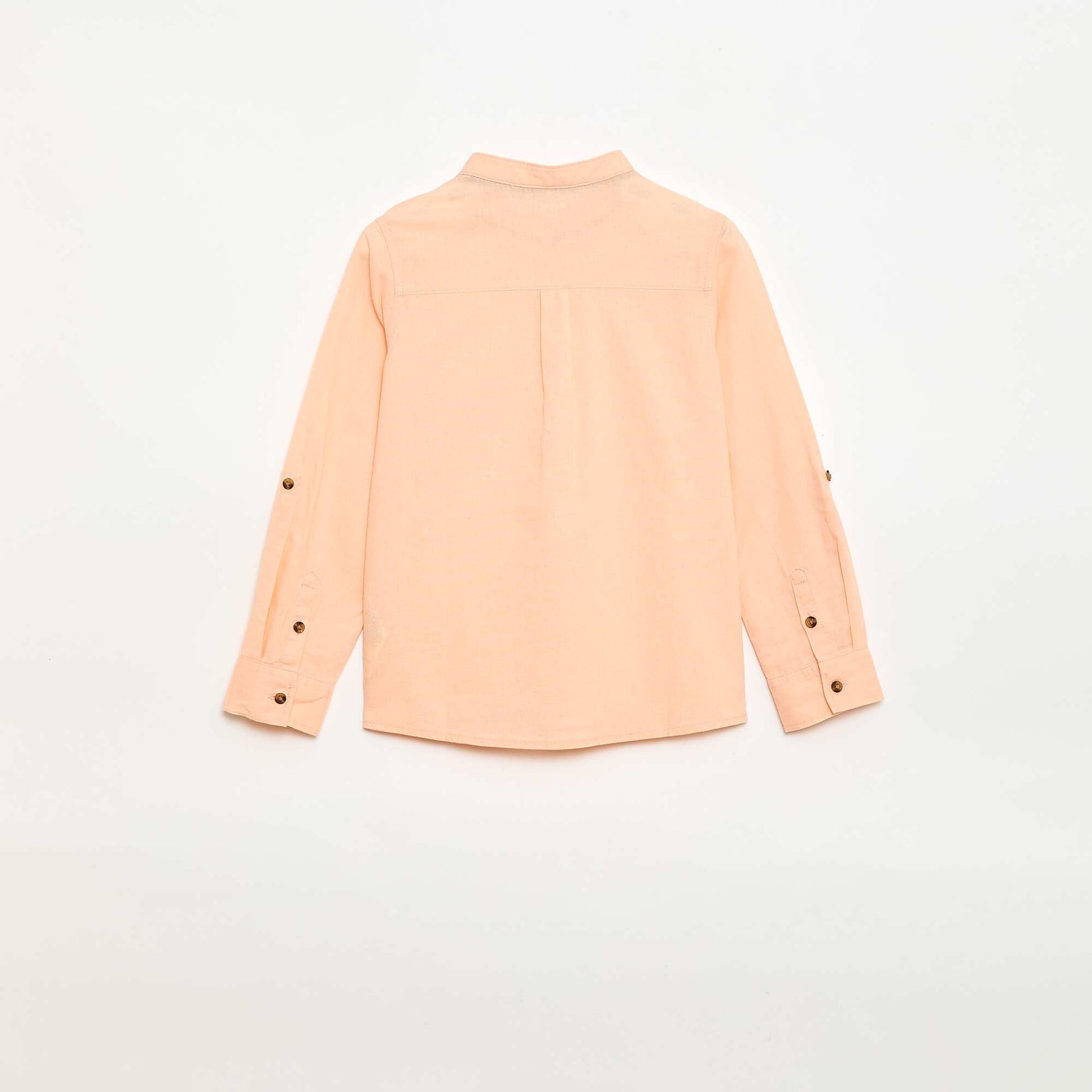 Chemise à manches longues en lin et coton ORANGE