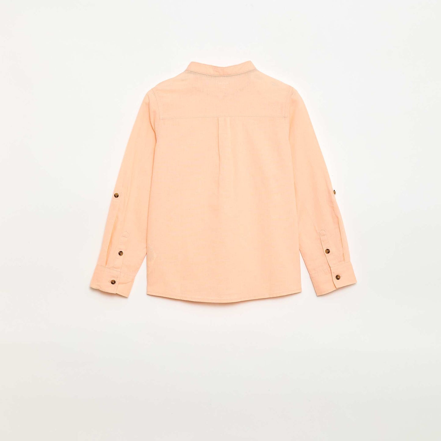 Chemise à manches longues en lin et coton ORANGE