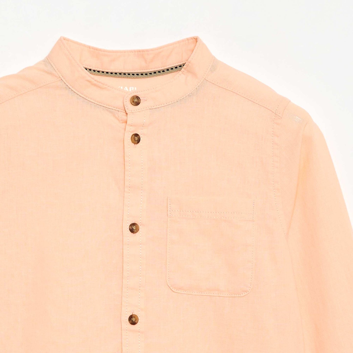 Chemise à manches longues en lin et coton ORANGE